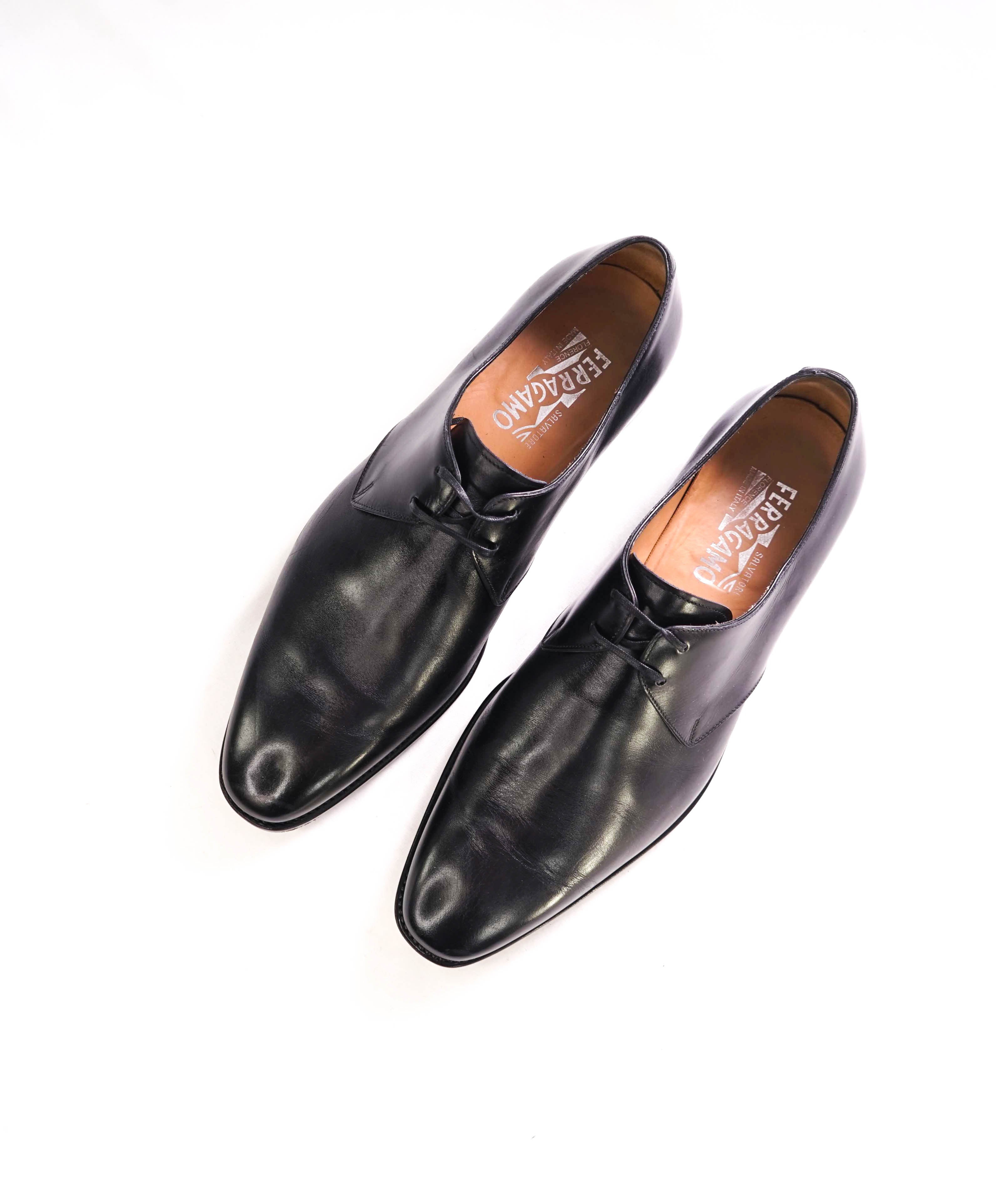 $1,295 SALVATORE FERRAGAMO - "TRAMEZZA NESIO" Black 2-Eylet Oxfords - 9.5 EE