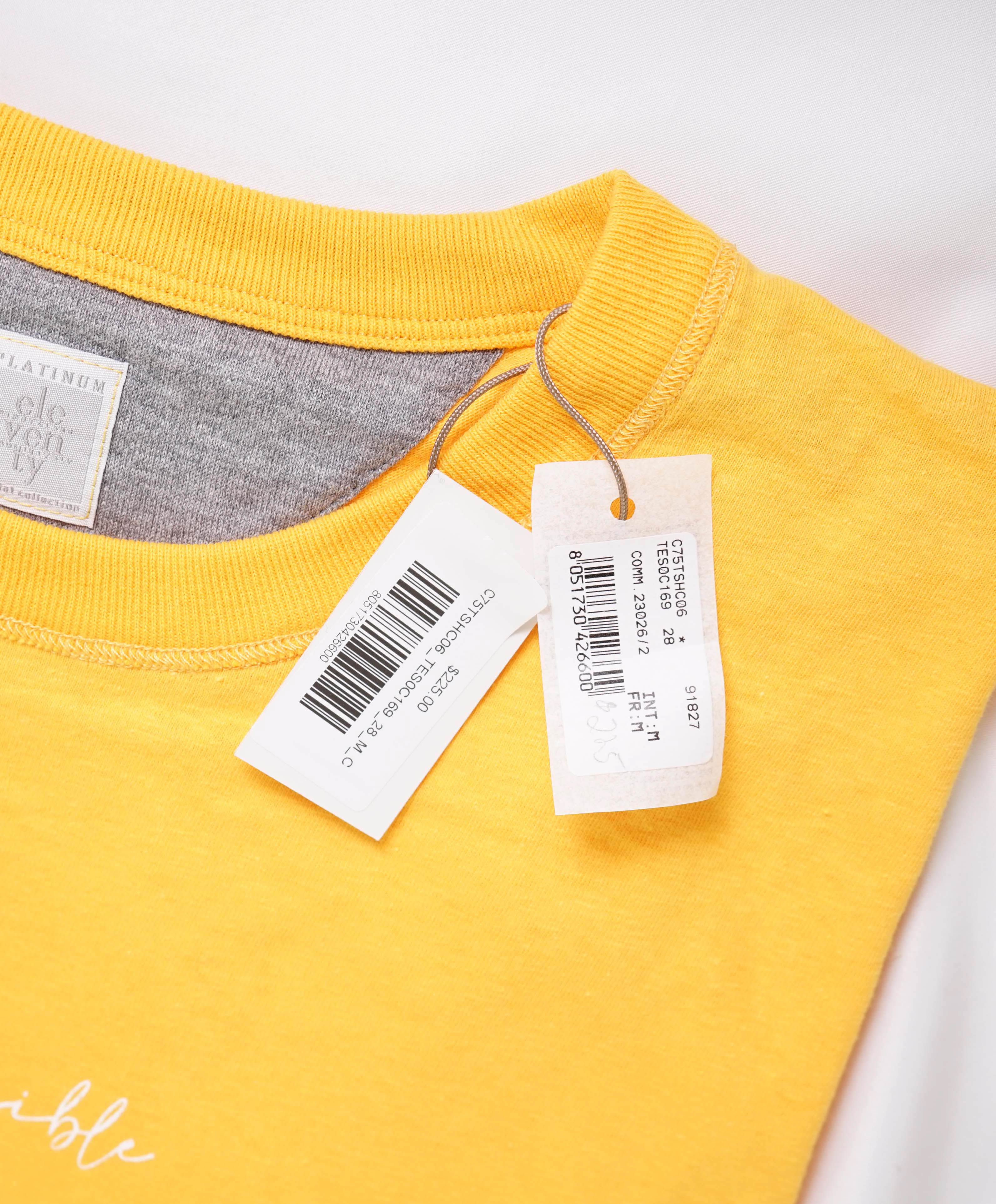 $225 ELEVENTY - Cotton Yellow Short SleeveGraphic T-Shirt - M