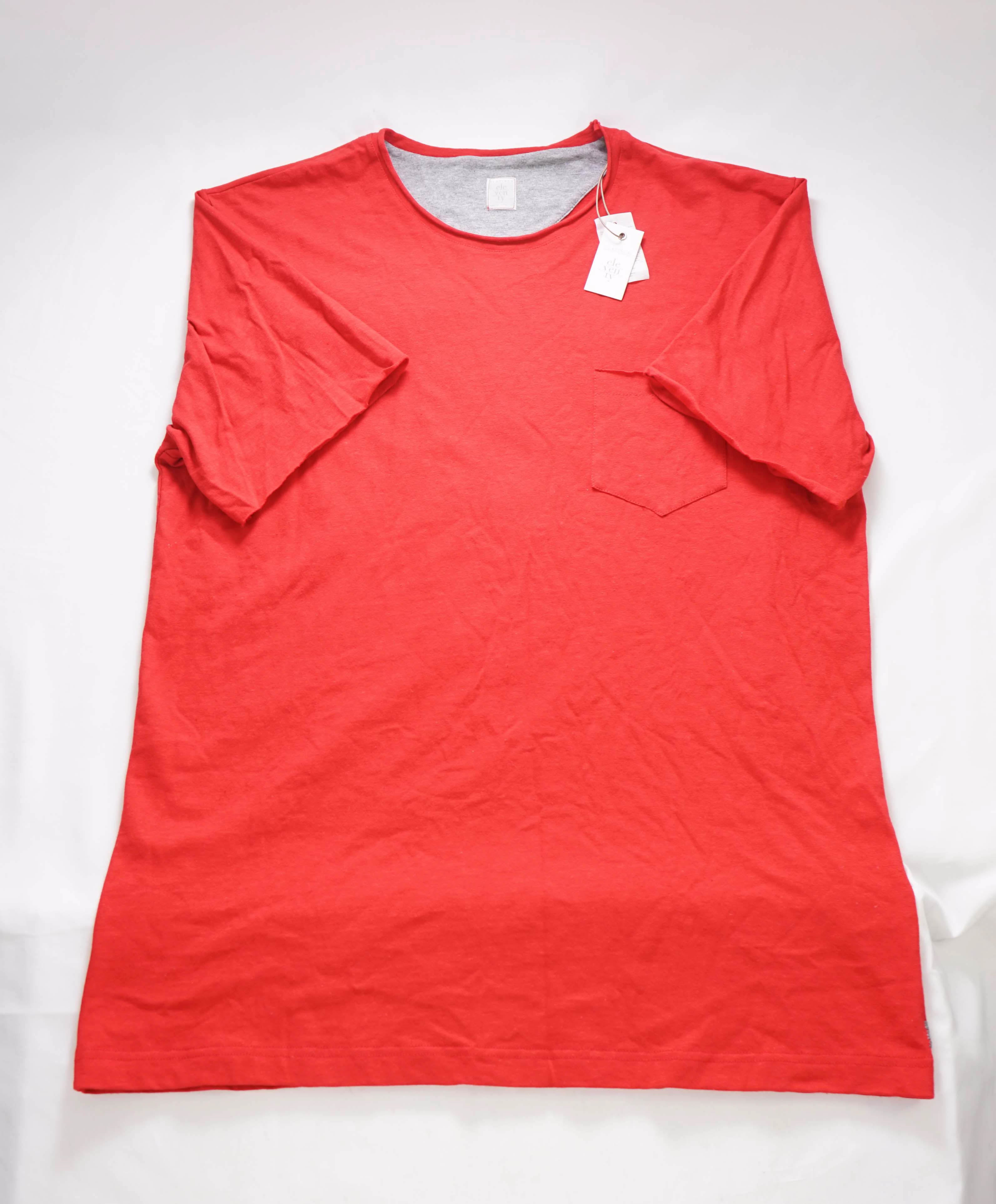 $195 ELEVENTY - Cotton Red Short Sleeve T W Front Pocket - M