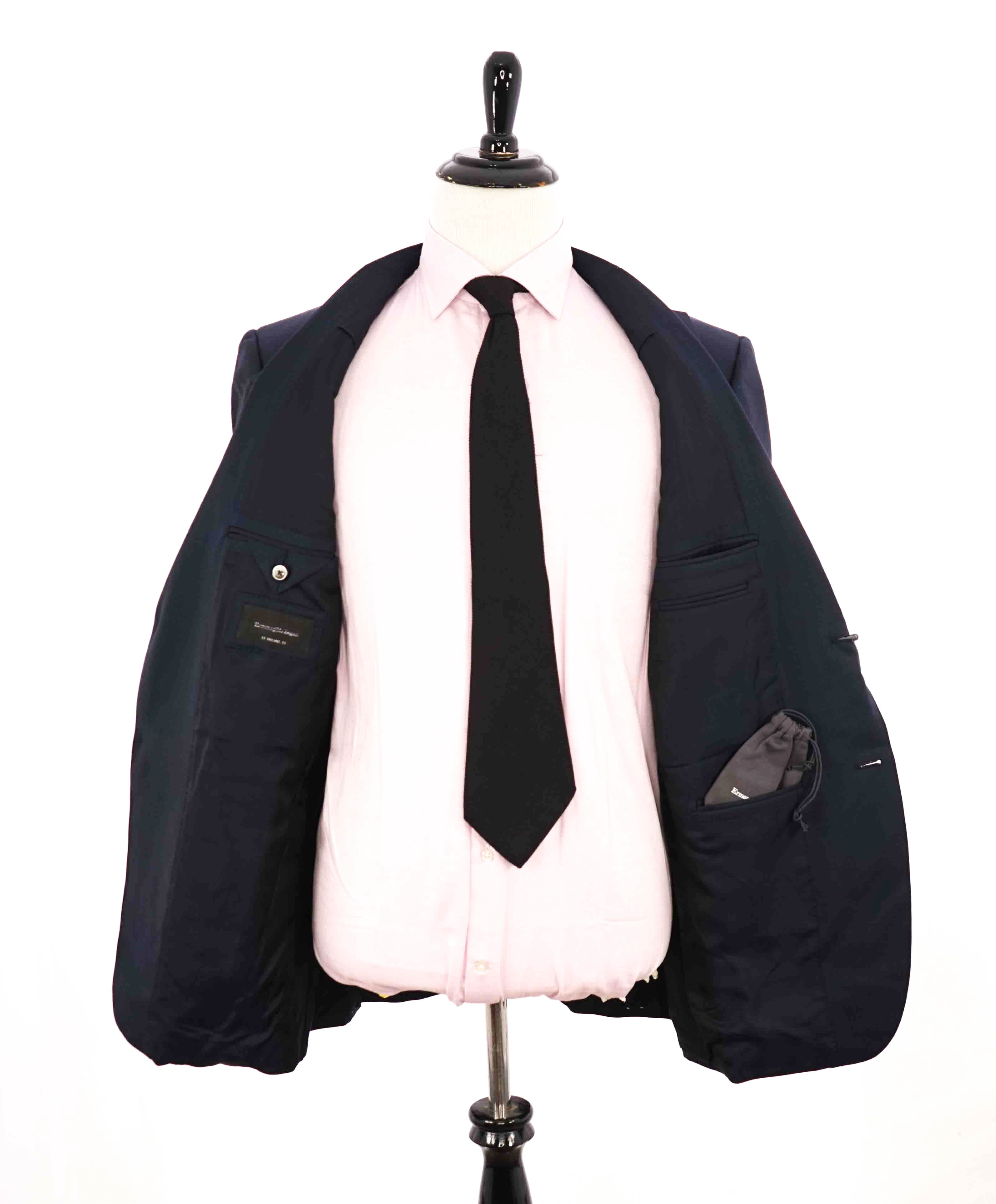 $2,695 ERMENEGILDO ZEGNA - Navy Check “15 MIL MIL 15” Blazer - 44L