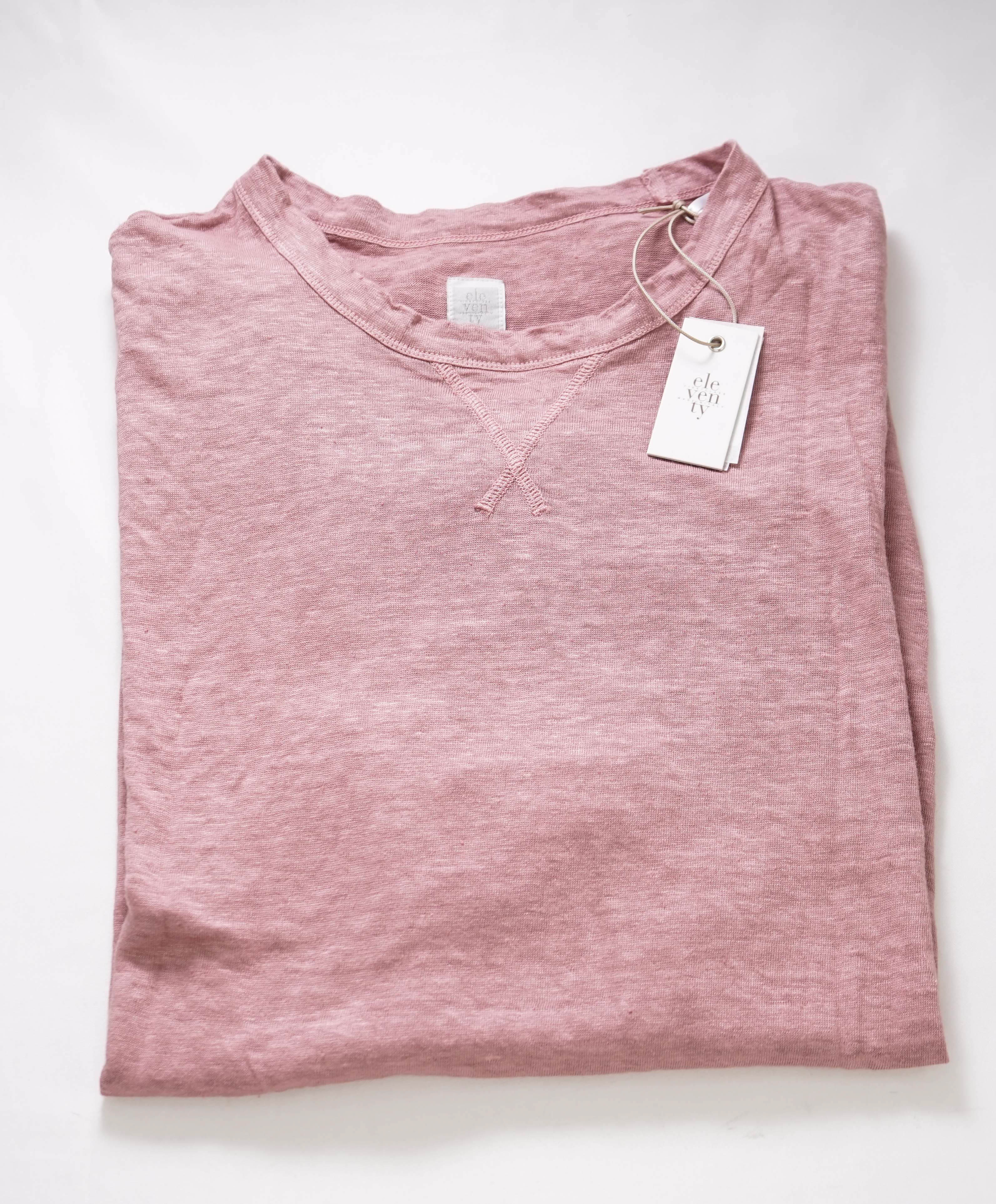 $345 ELEVENTY - Dusty Pink PURE LINEN Short Sleeve T - M