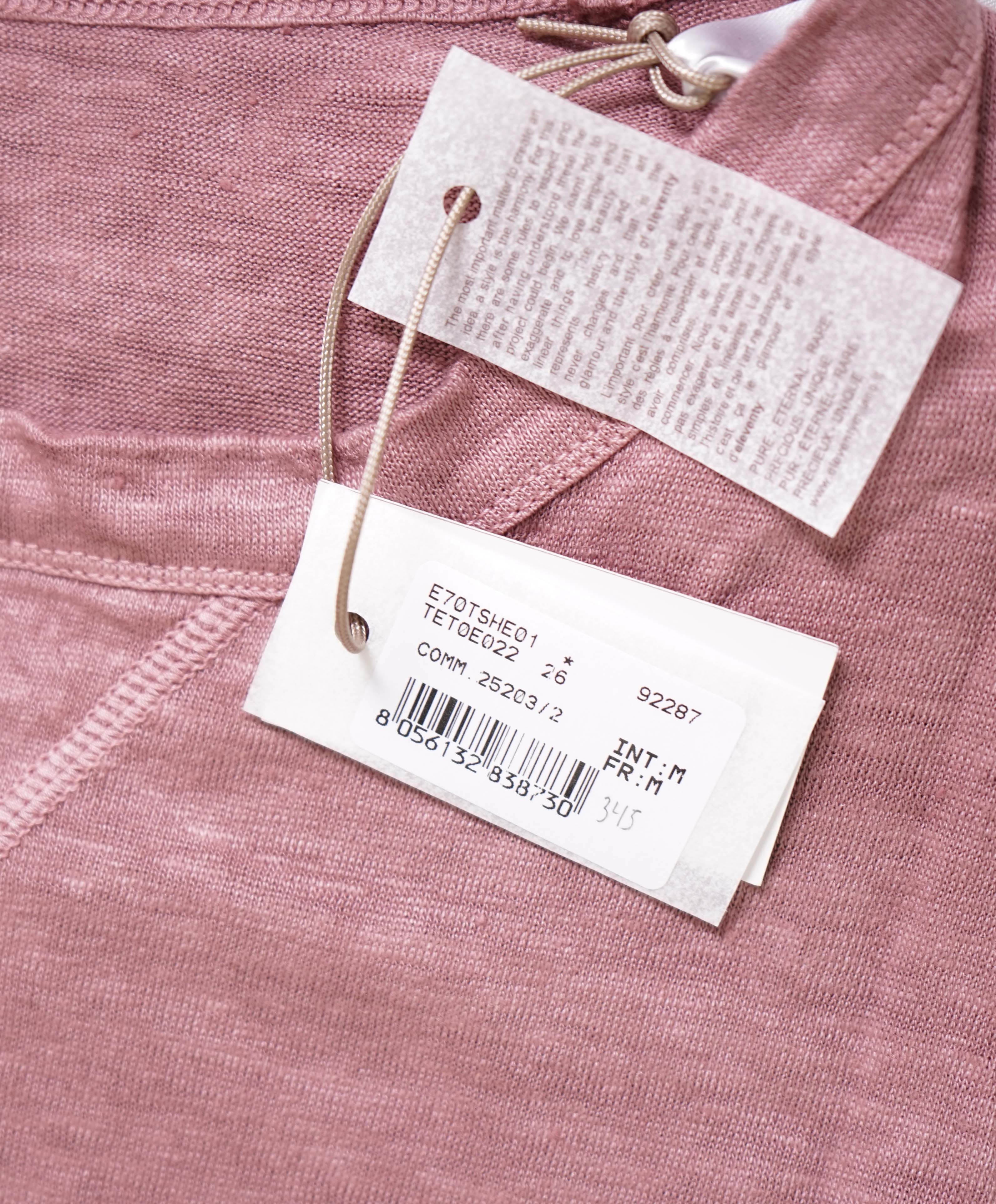 $345 ELEVENTY - Dusty Pink PURE LINEN Short Sleeve T - M