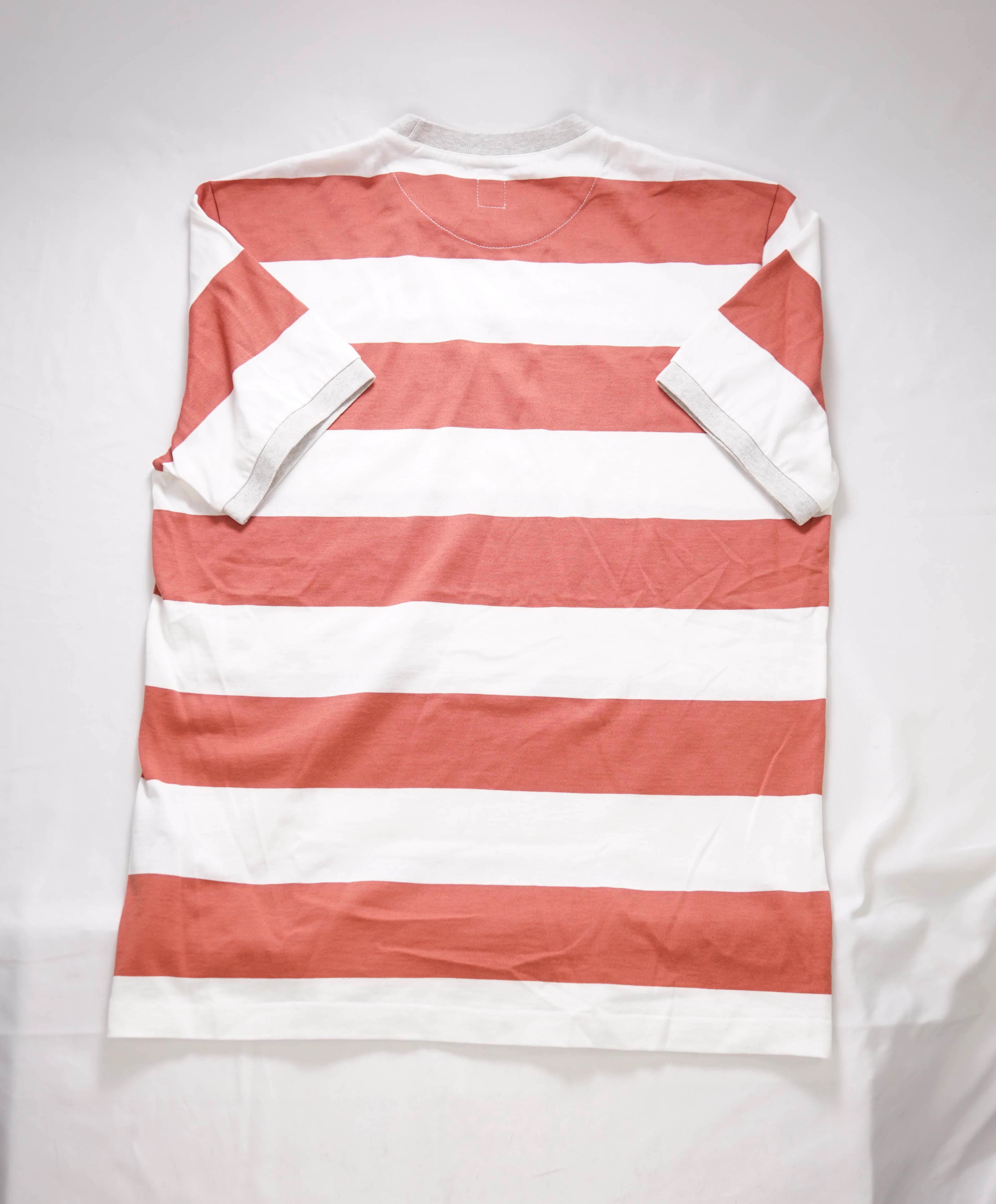 $395 ELEVENTY -White/Pastel Orange Nautical Stripe Short Sleeve T - M