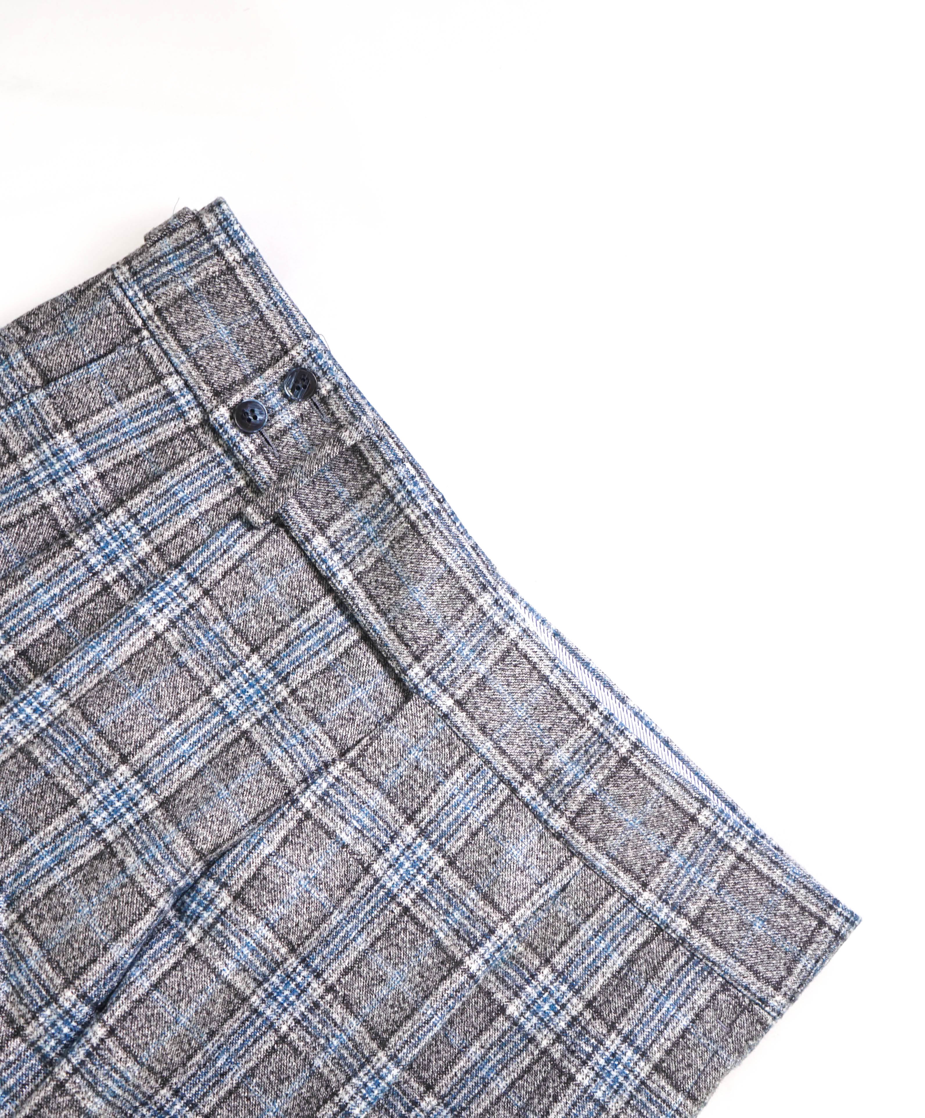 LUIGI BIANCHI MANTOVA - "SLIM" Check Pure Wool Side Tab Tall Waistband Dress Pants - 34W