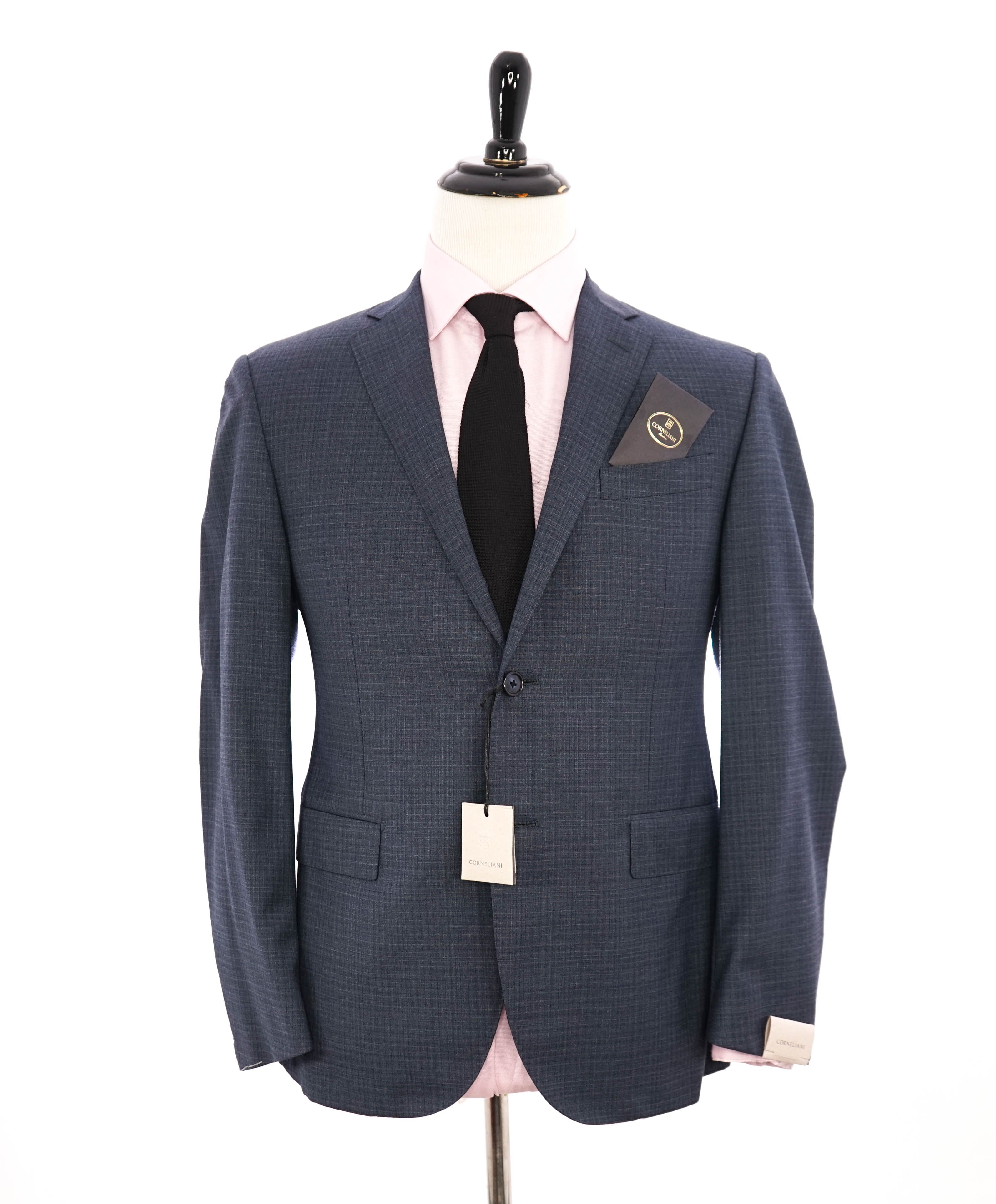 $1,595 CORNELIANI - *18,25 MICRONS* Blue Abstract Check Blazer - 40S