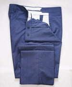 SAKS FIFTH AVE - Blue SLIM Herringbone WOOL/SILK MADE IN ITALY Flat Front Dress Pants - 34W