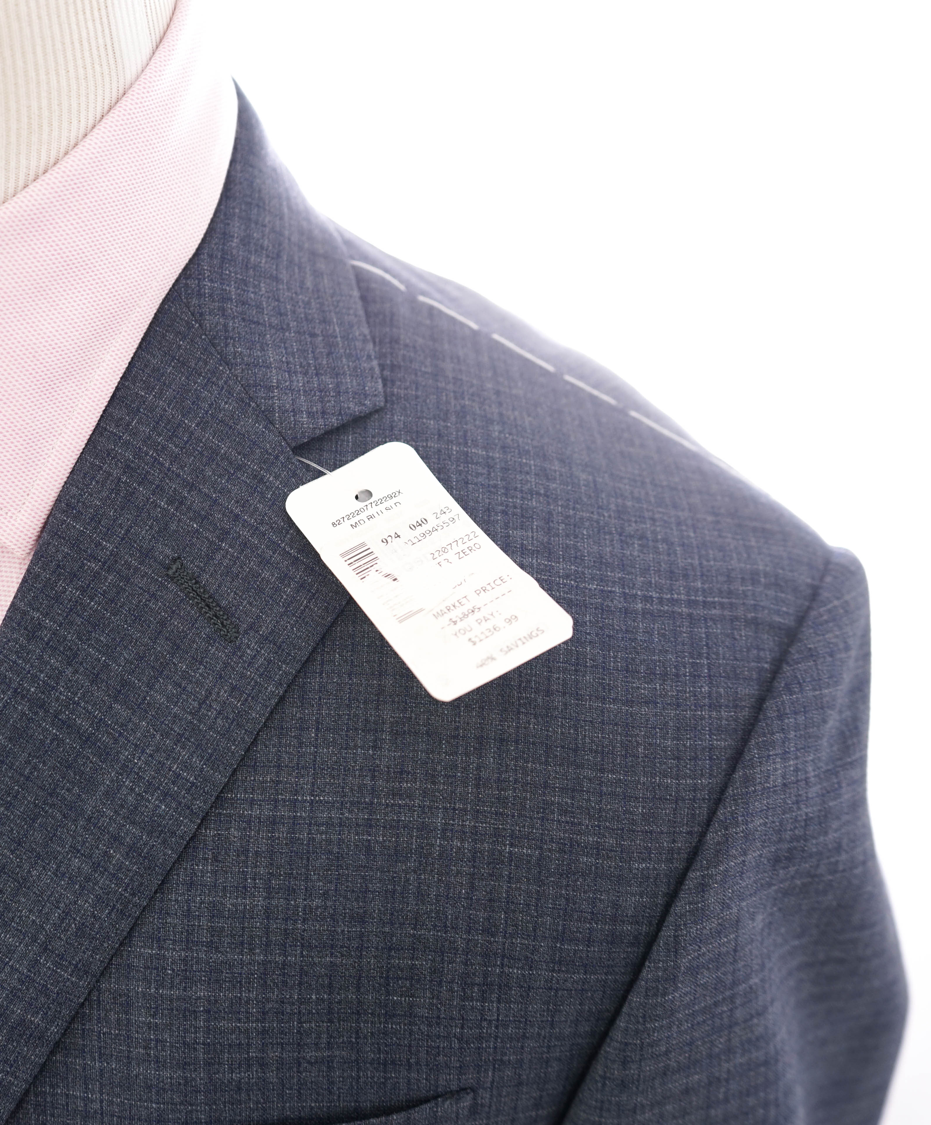 $1,595 CORNELIANI - *18,25 MICRONS* Blue Abstract Check Blazer - 40S