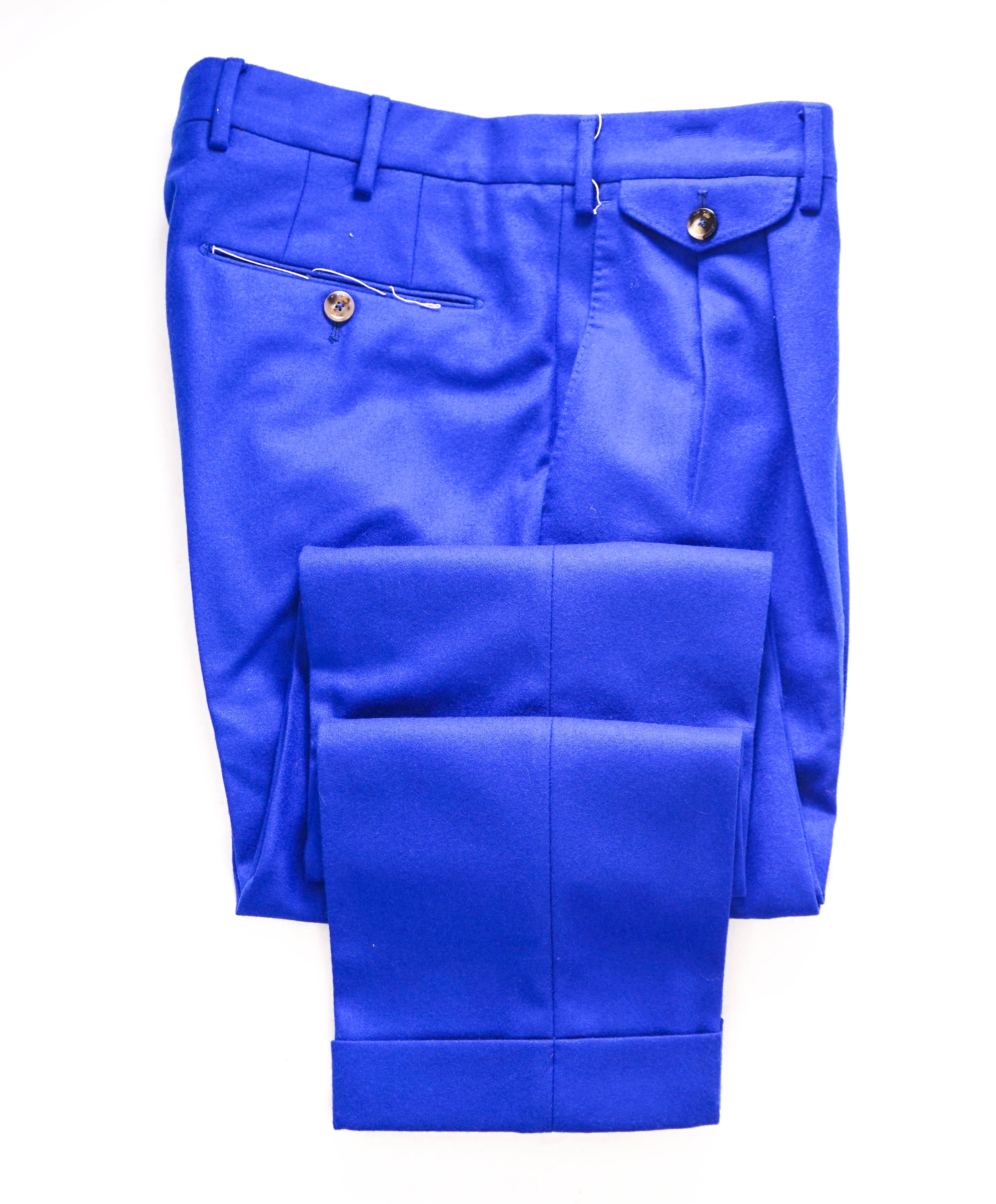 PT01 - *VITALE BARBERIS CANONICO* Cobalt Blue Flannel "THE DRAPER" Dress Pants - 32W