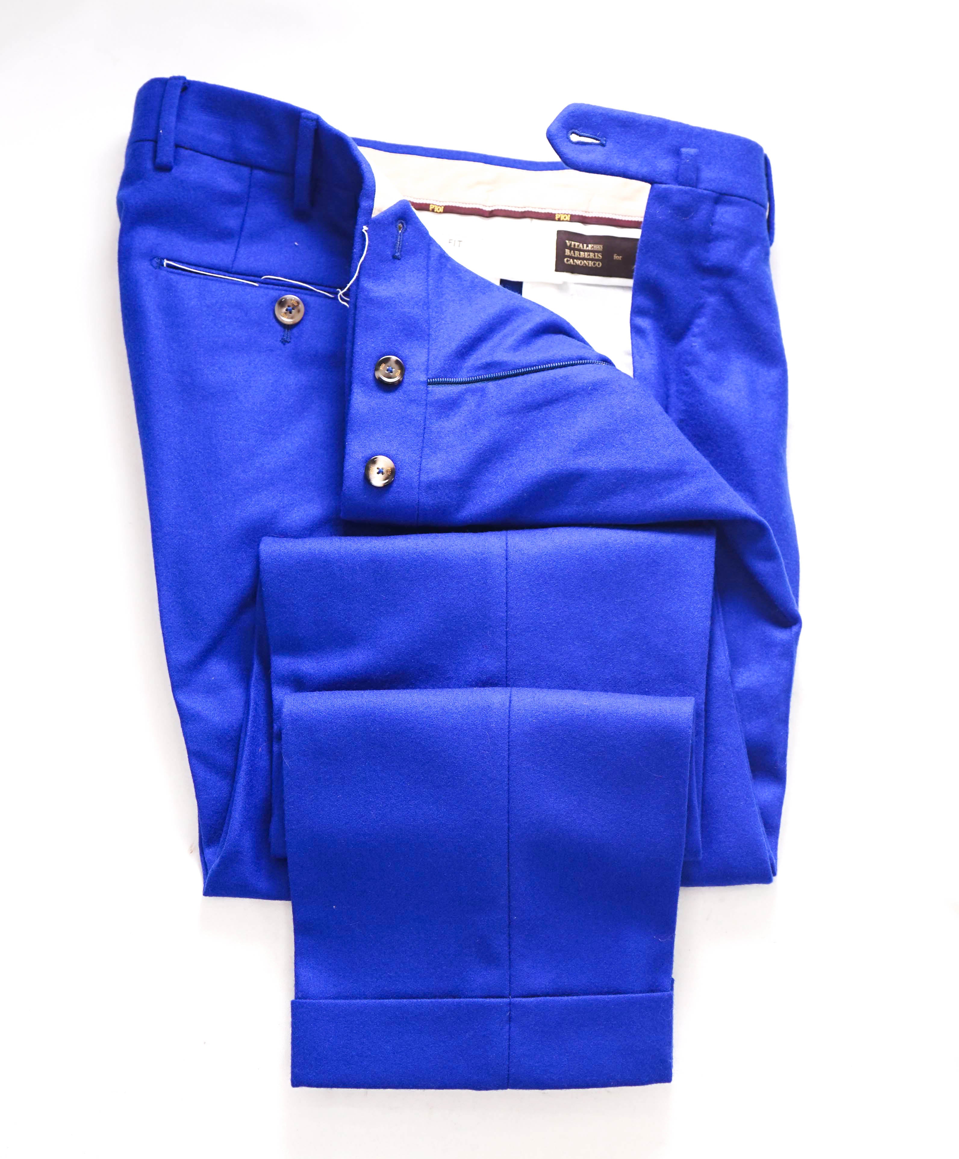 PT01 - *VITALE BARBERIS CANONICO* Cobalt Blue Flannel "THE DRAPER" Dress Pants - 32W