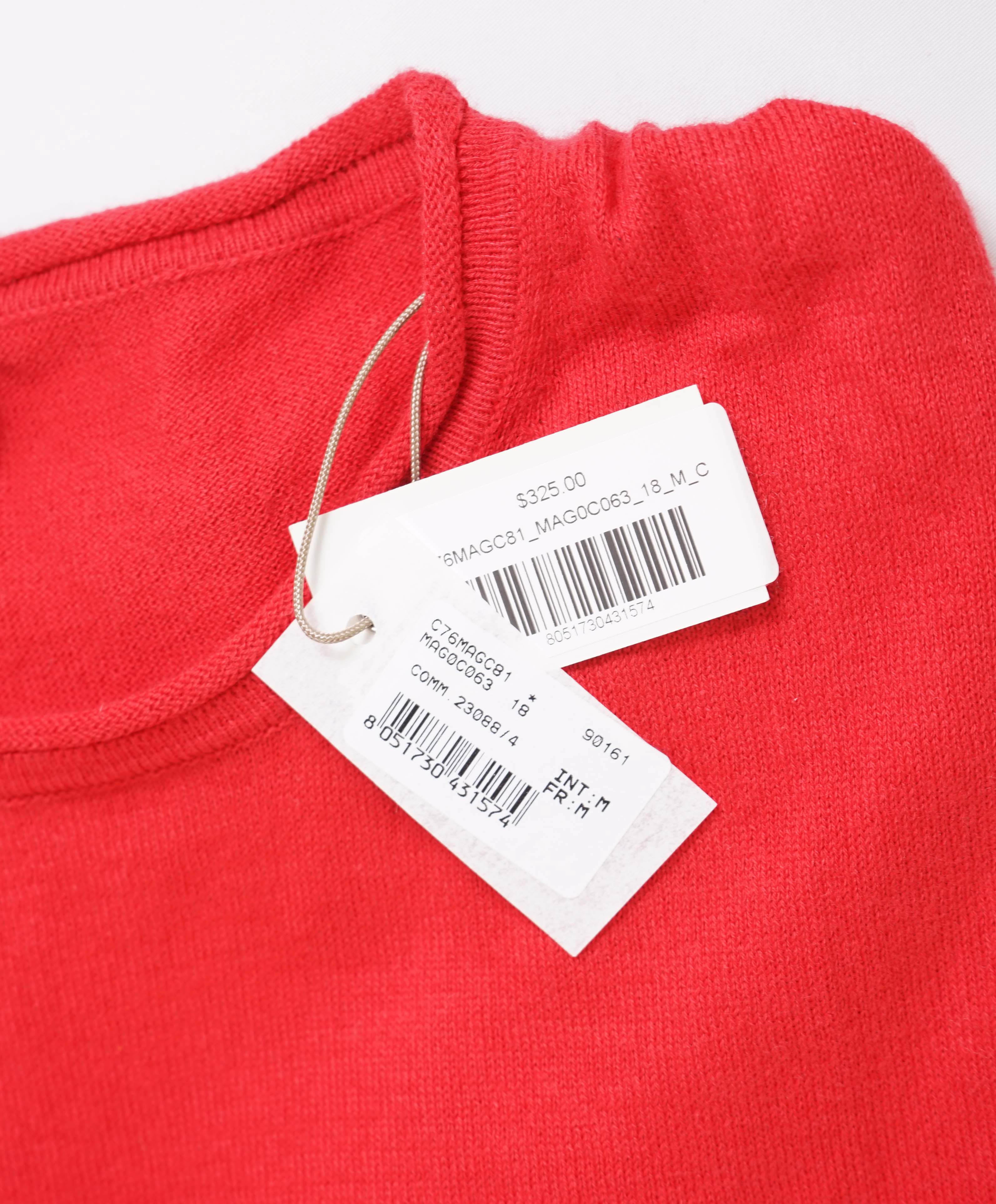 $325 ELEVENTY - Red  Crewneck Premium Short Sleeve Sweater - M