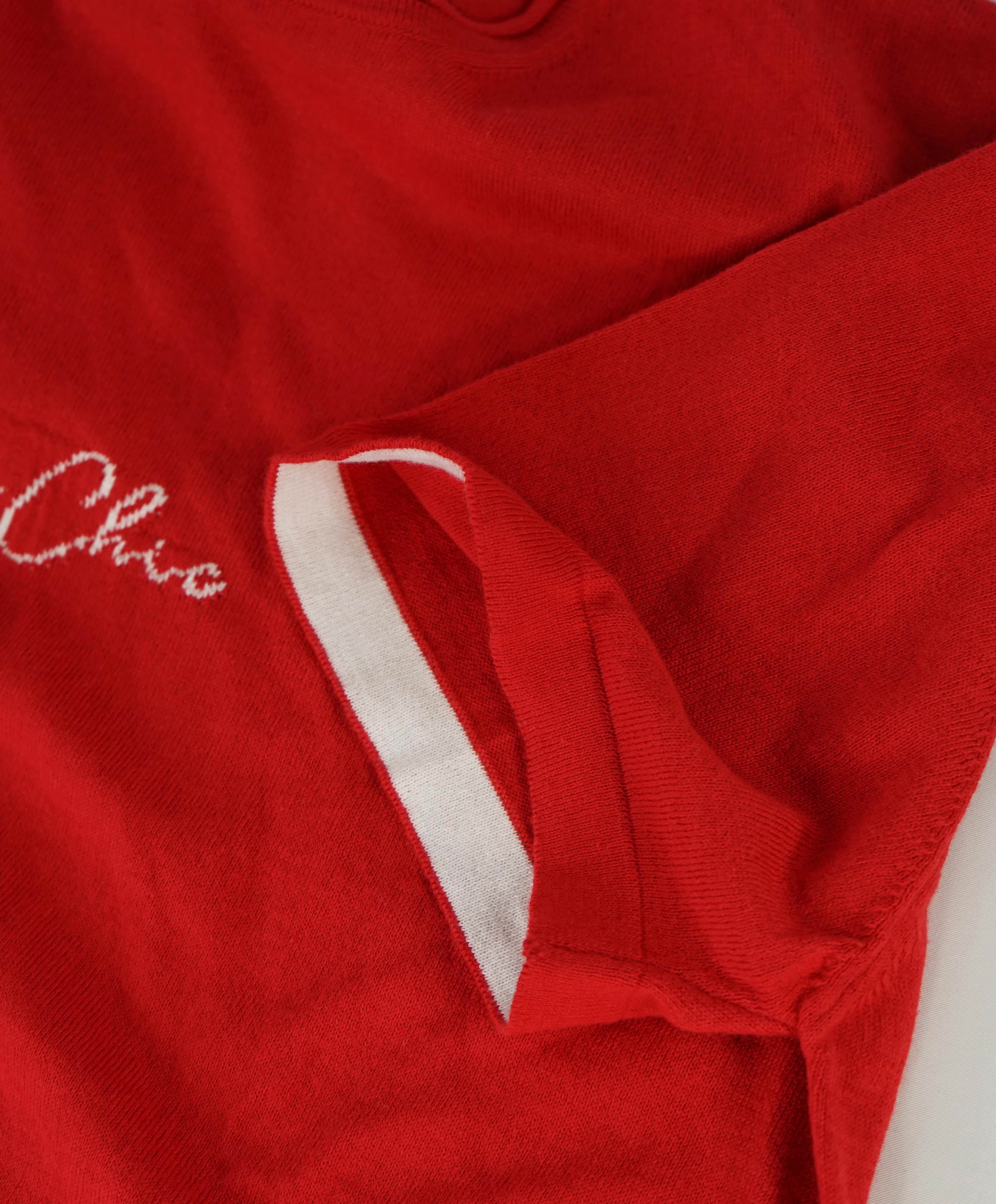 $325 ELEVENTY - Red  Crewneck Premium Short Sleeve Sweater - M