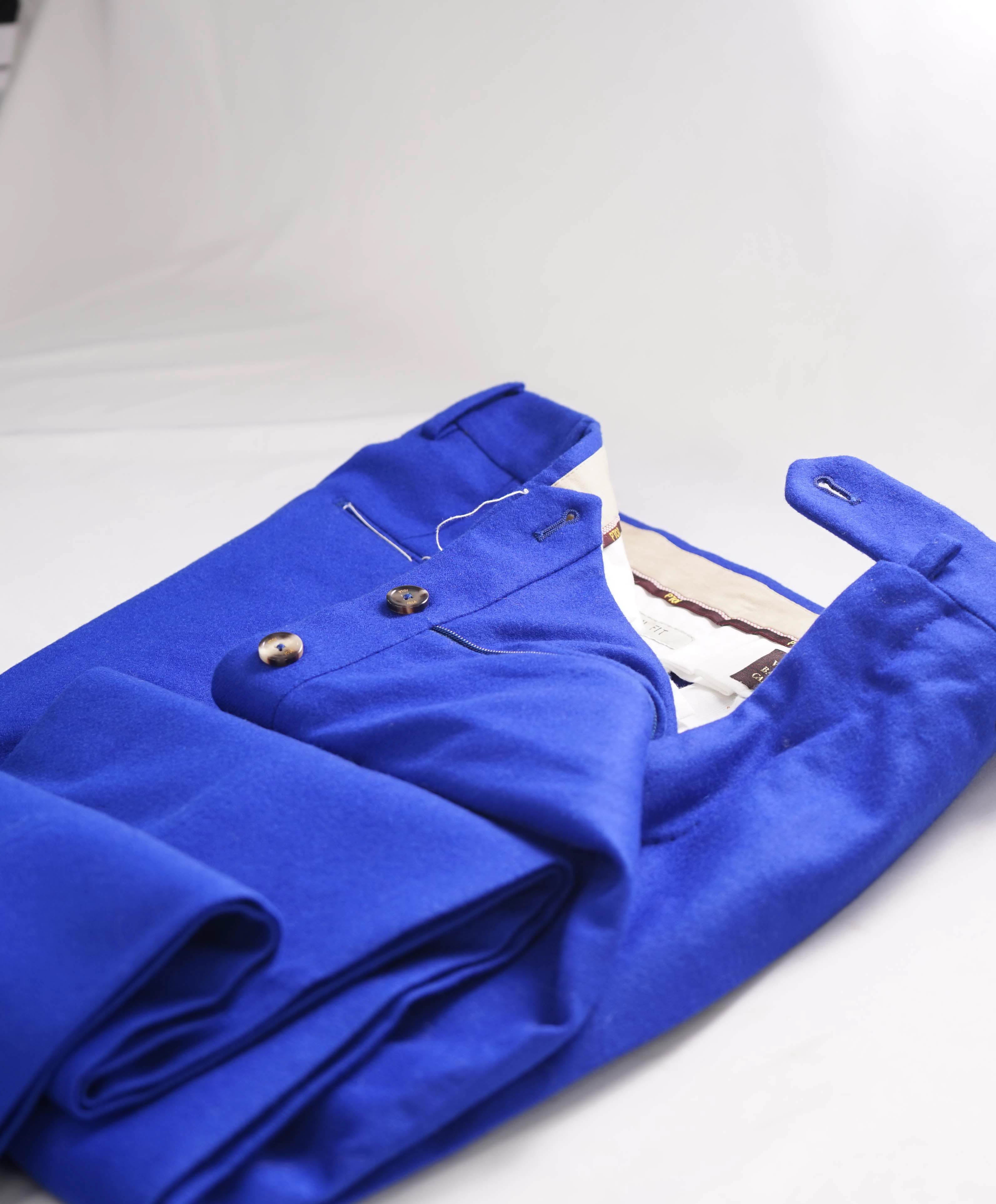 PT01 - *VITALE BARBERIS CANONICO* Cobalt Blue Flannel "THE DRAPER" Dress Pants - 32W