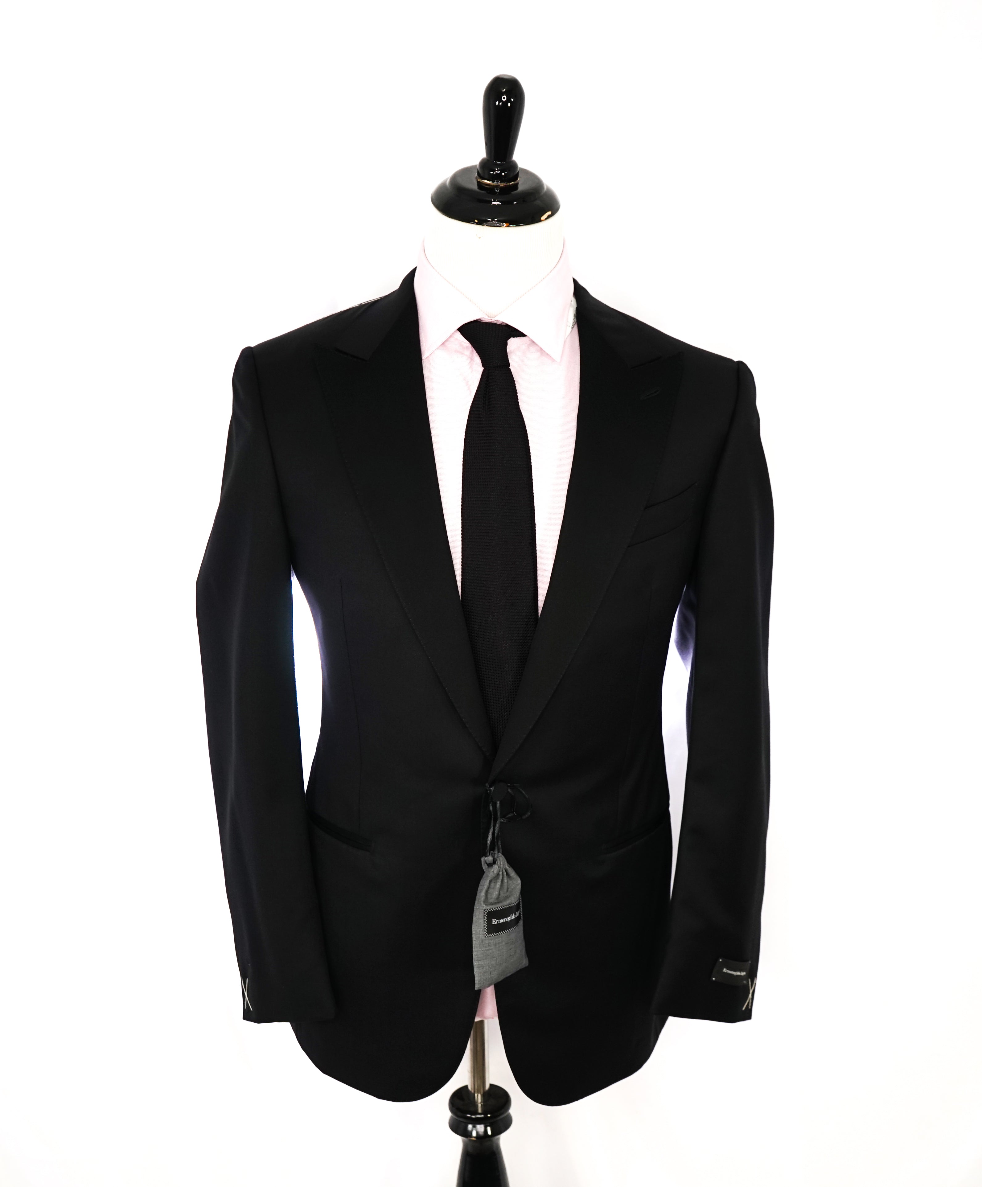 ERMENEGILDO ZEGNA -"MICRONSPHERE MILA" PEAK LAPEL Black Tuxedo - 52R