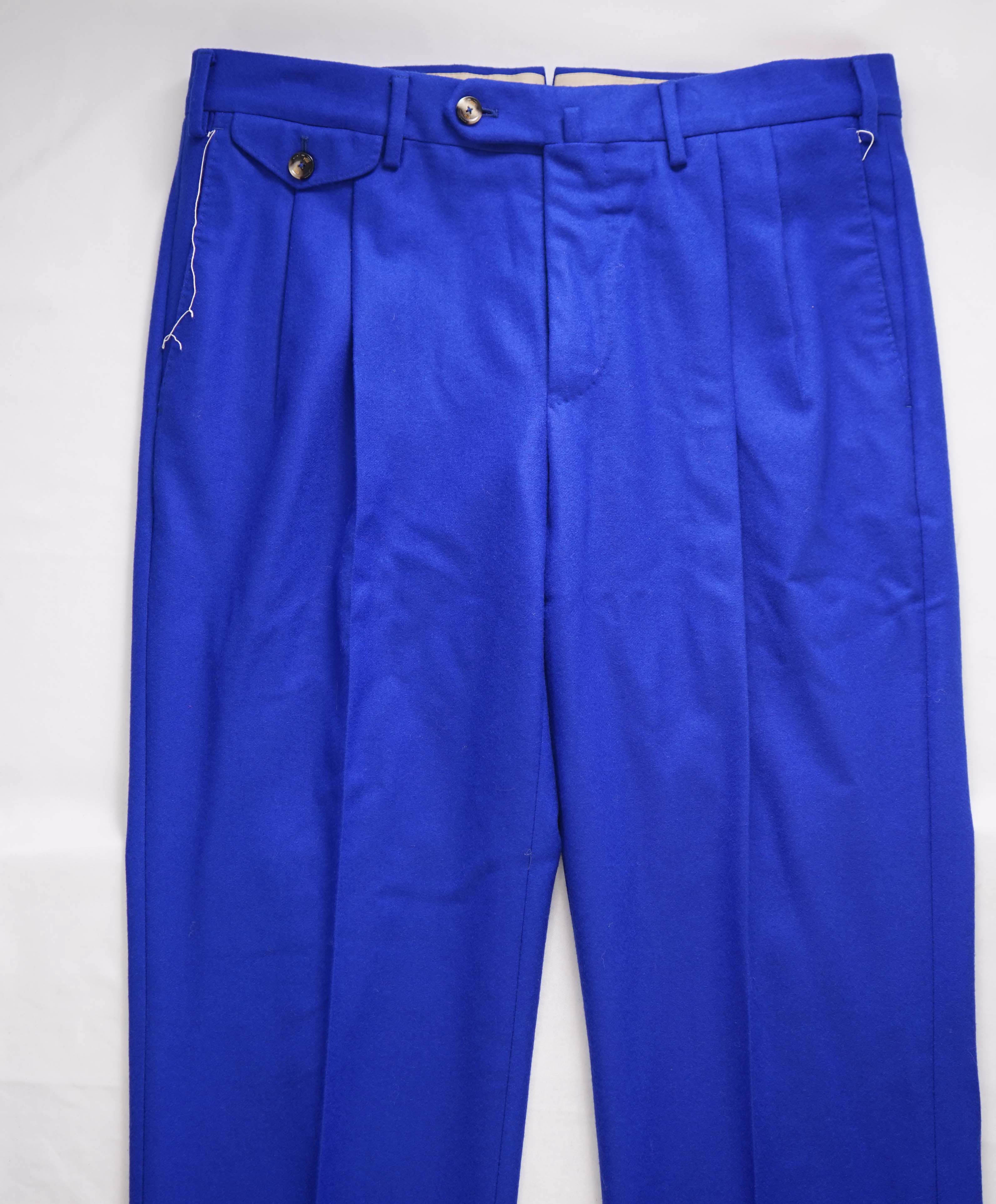 PT01 - *VITALE BARBERIS CANONICO* Cobalt Blue Flannel "THE DRAPER" Dress Pants - 32W