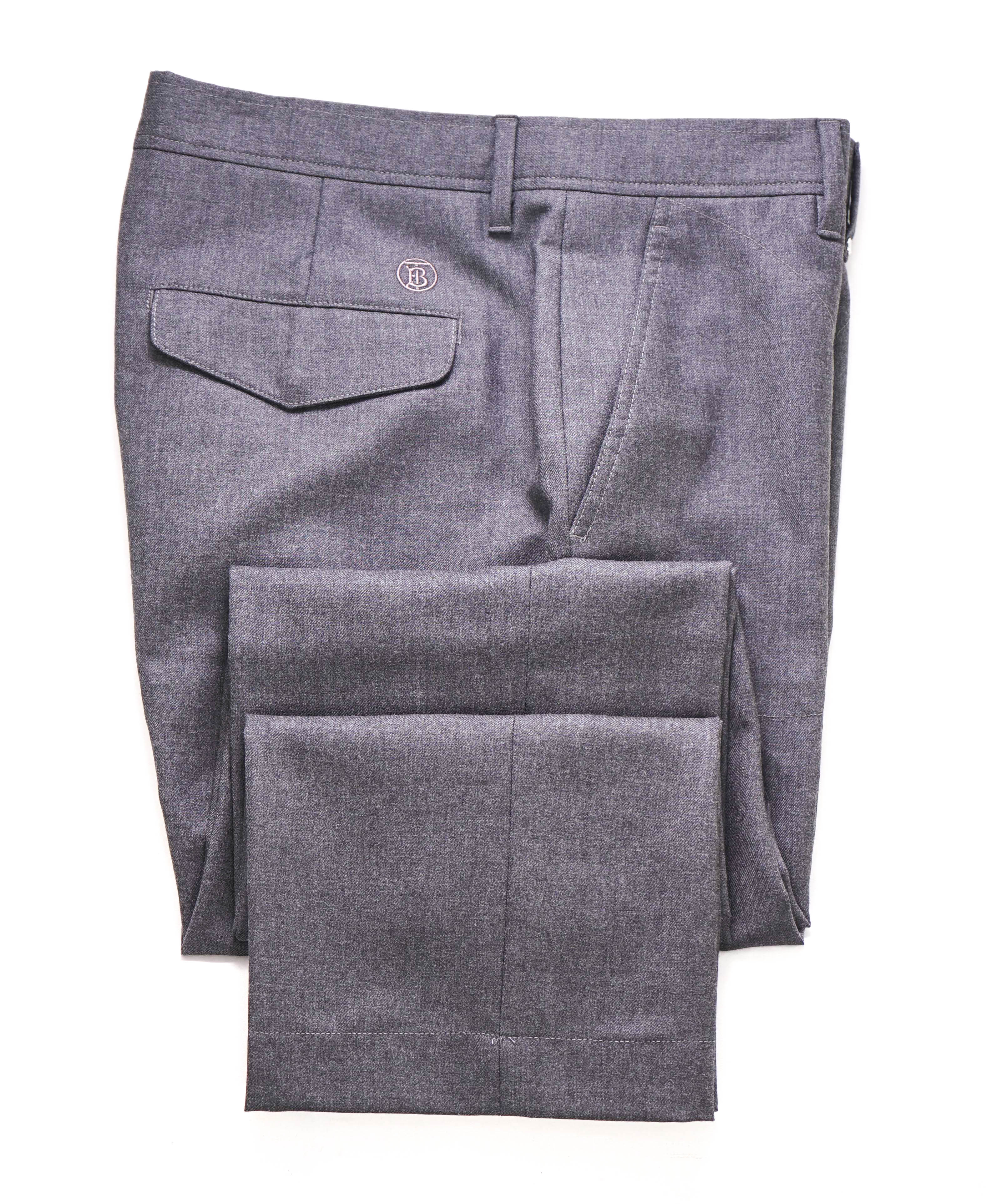 $1,050 BURBERRY LONDON - LOGO Gray Pure Wool Flap Pocket Dress Pants - 34W