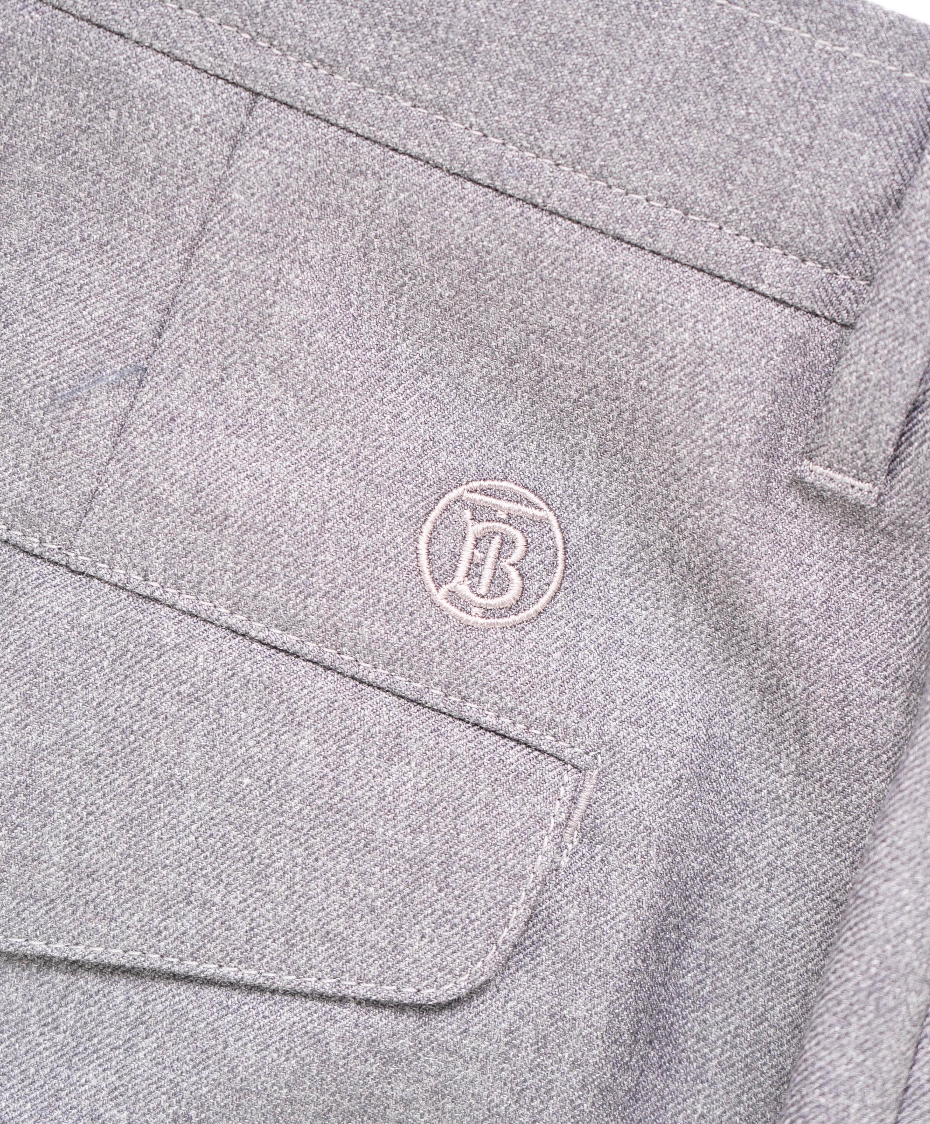 $1,050 BURBERRY LONDON - LOGO Gray Pure Wool Flap Pocket Dress Pants - 34W