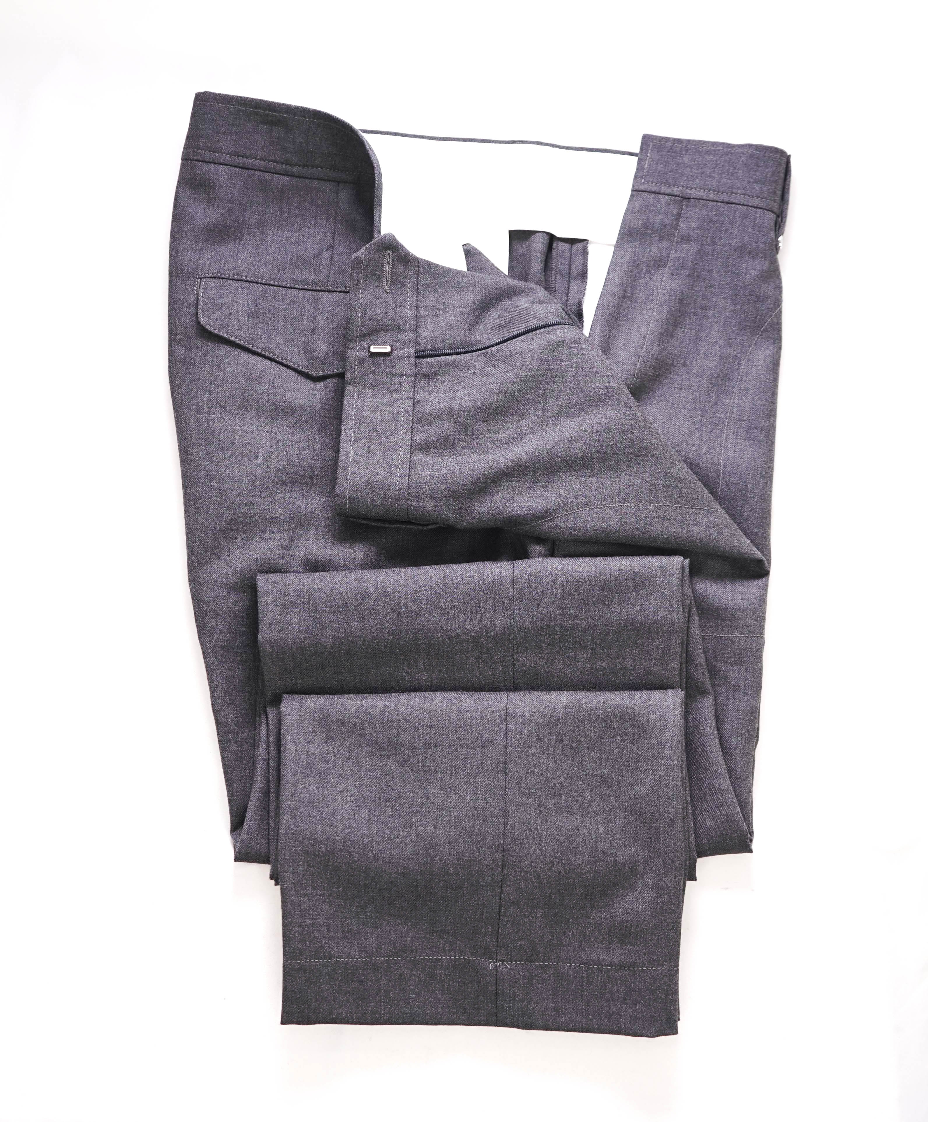 $1,050 BURBERRY LONDON - LOGO Gray Pure Wool Flap Pocket Dress Pants - 34W