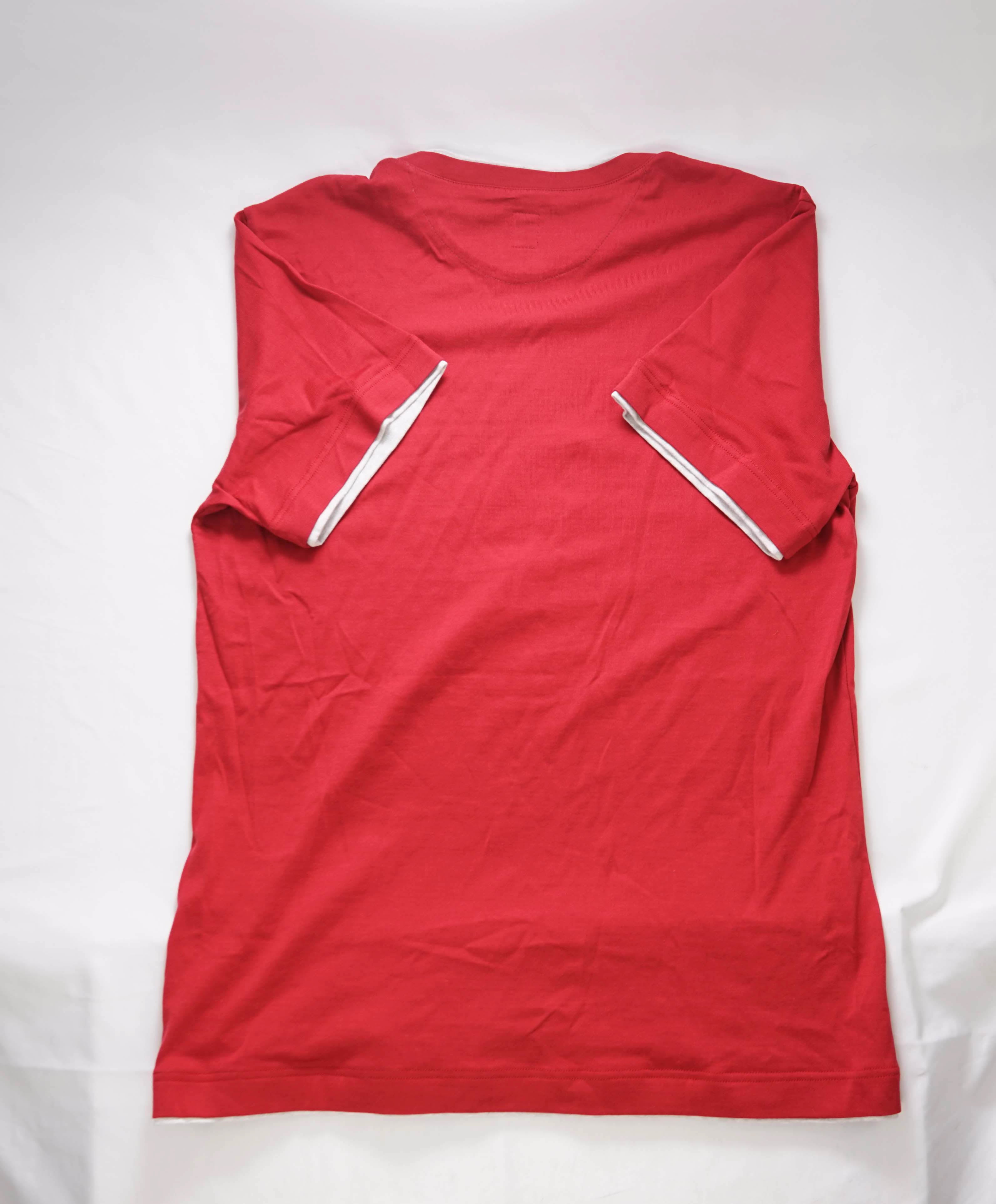 $245 ELEVENTY - Red & White Tipped Short Sleeve T - M