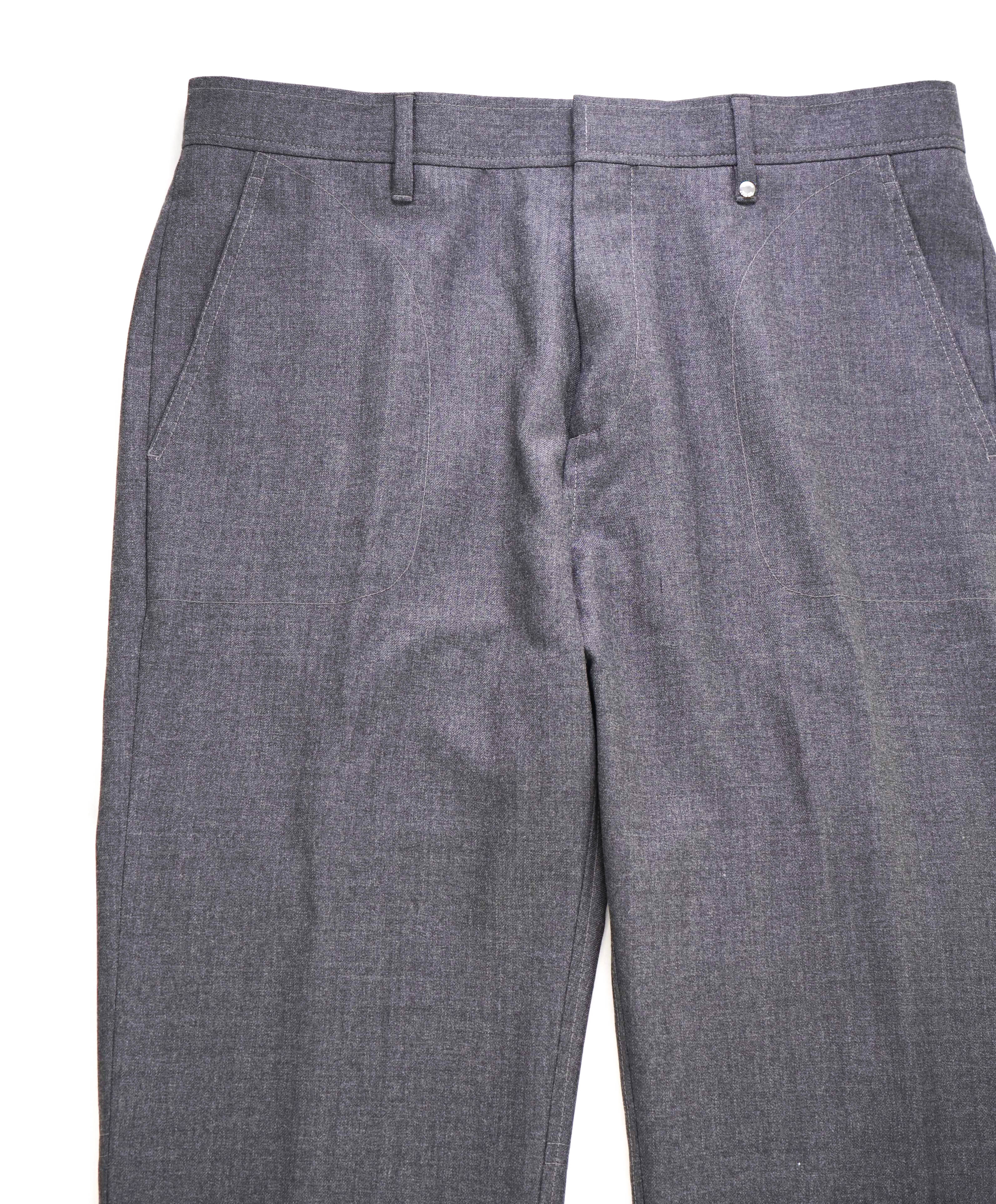 $1,050 BURBERRY LONDON - LOGO Gray Pure Wool Flap Pocket Dress Pants - 34W