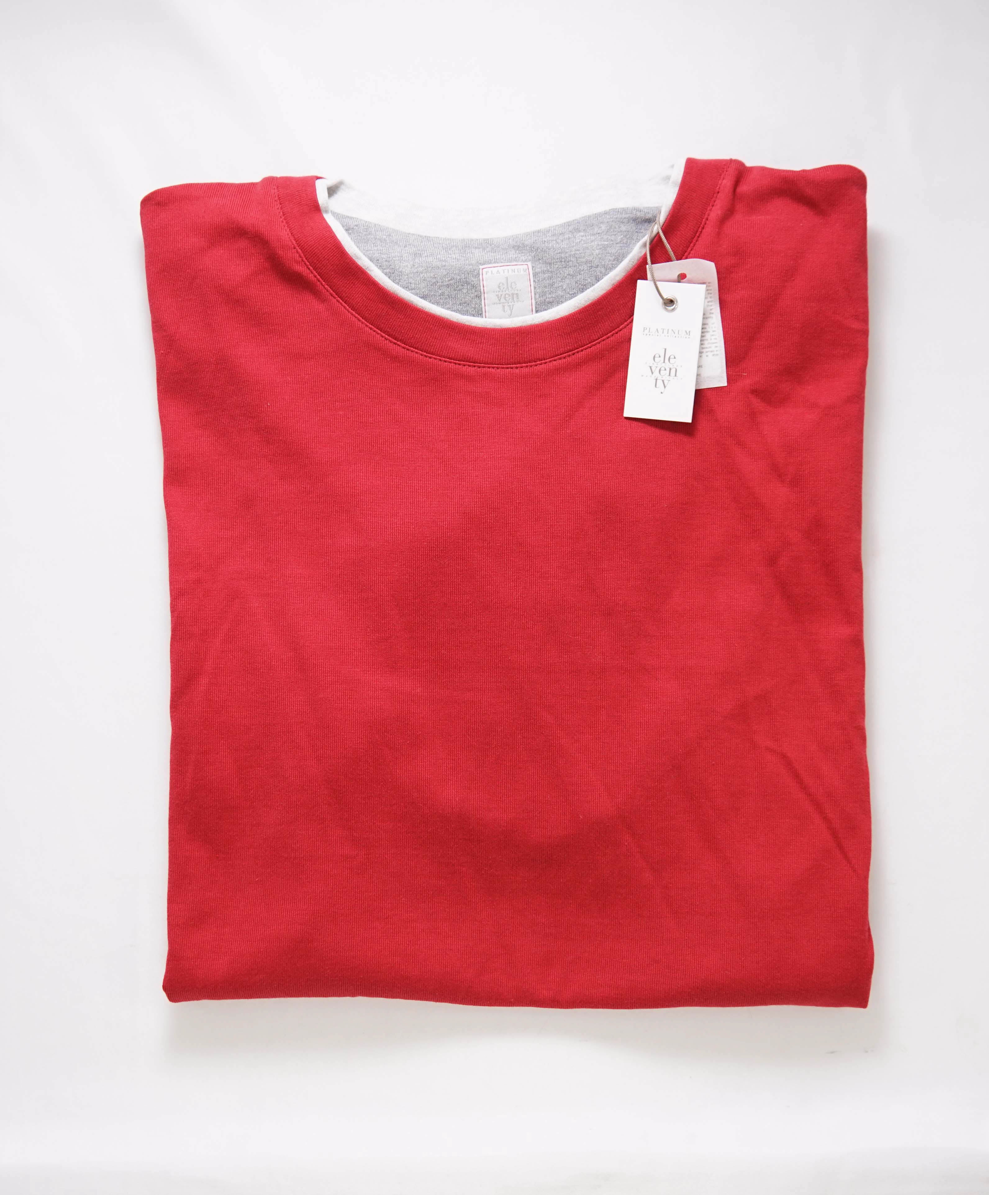 $245 ELEVENTY - Red & White Tipped Short Sleeve T - M