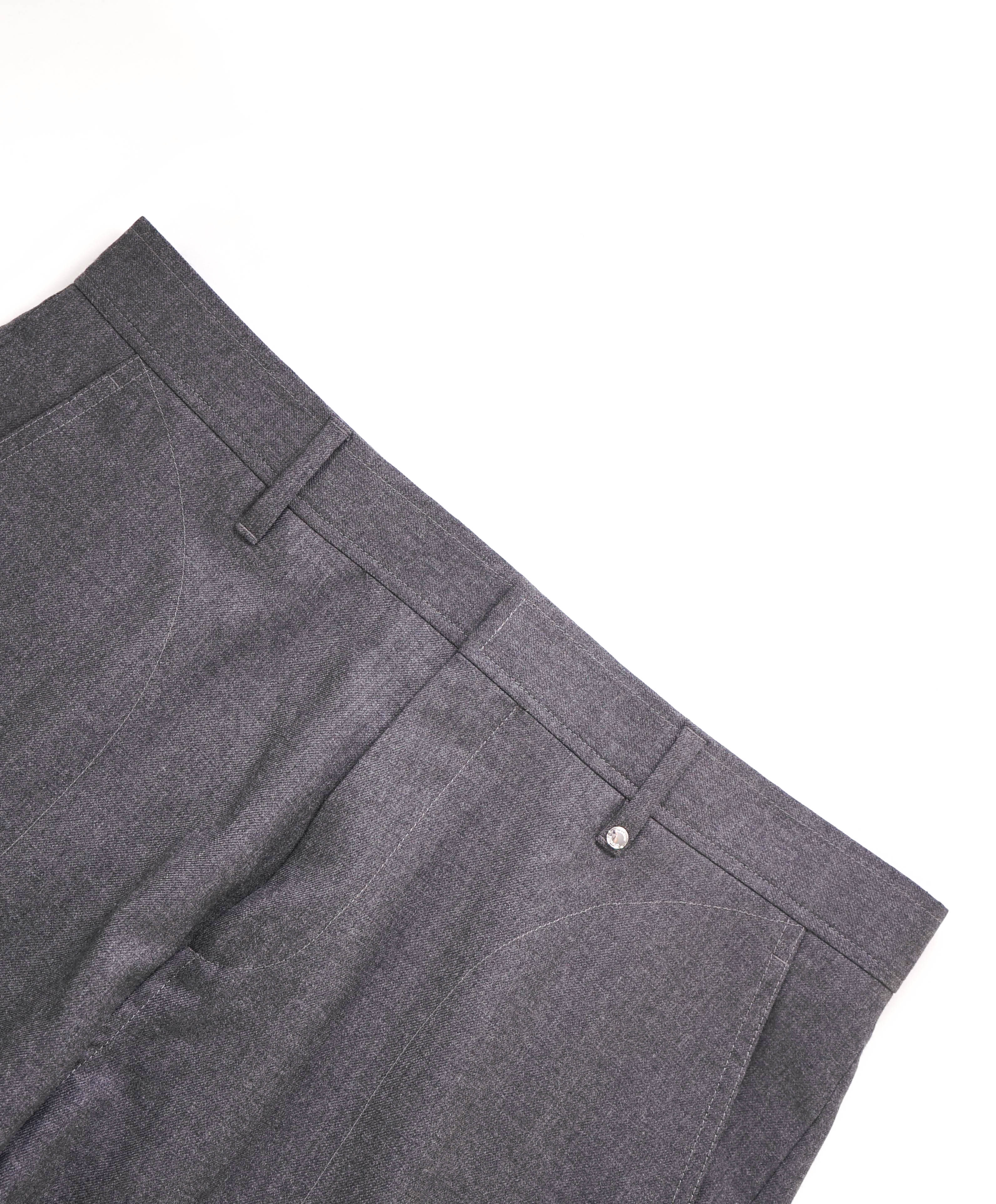 $1,050 BURBERRY LONDON - LOGO Gray Pure Wool Flap Pocket Dress Pants - 34W