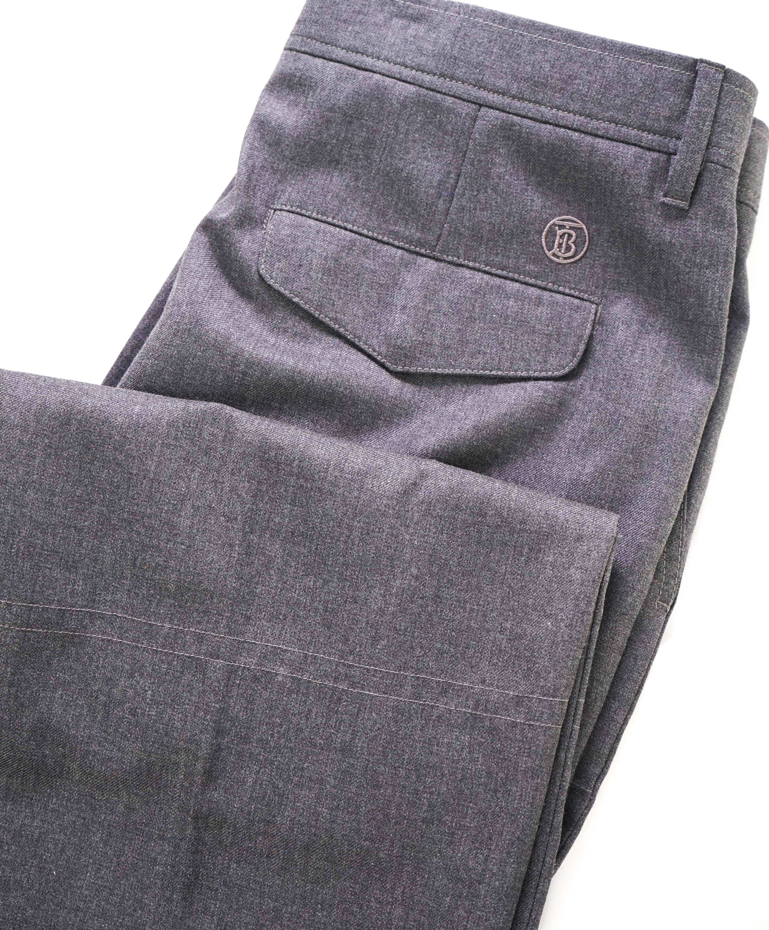 $1,050 BURBERRY LONDON - LOGO Gray Pure Wool Flap Pocket Dress Pants - 34W