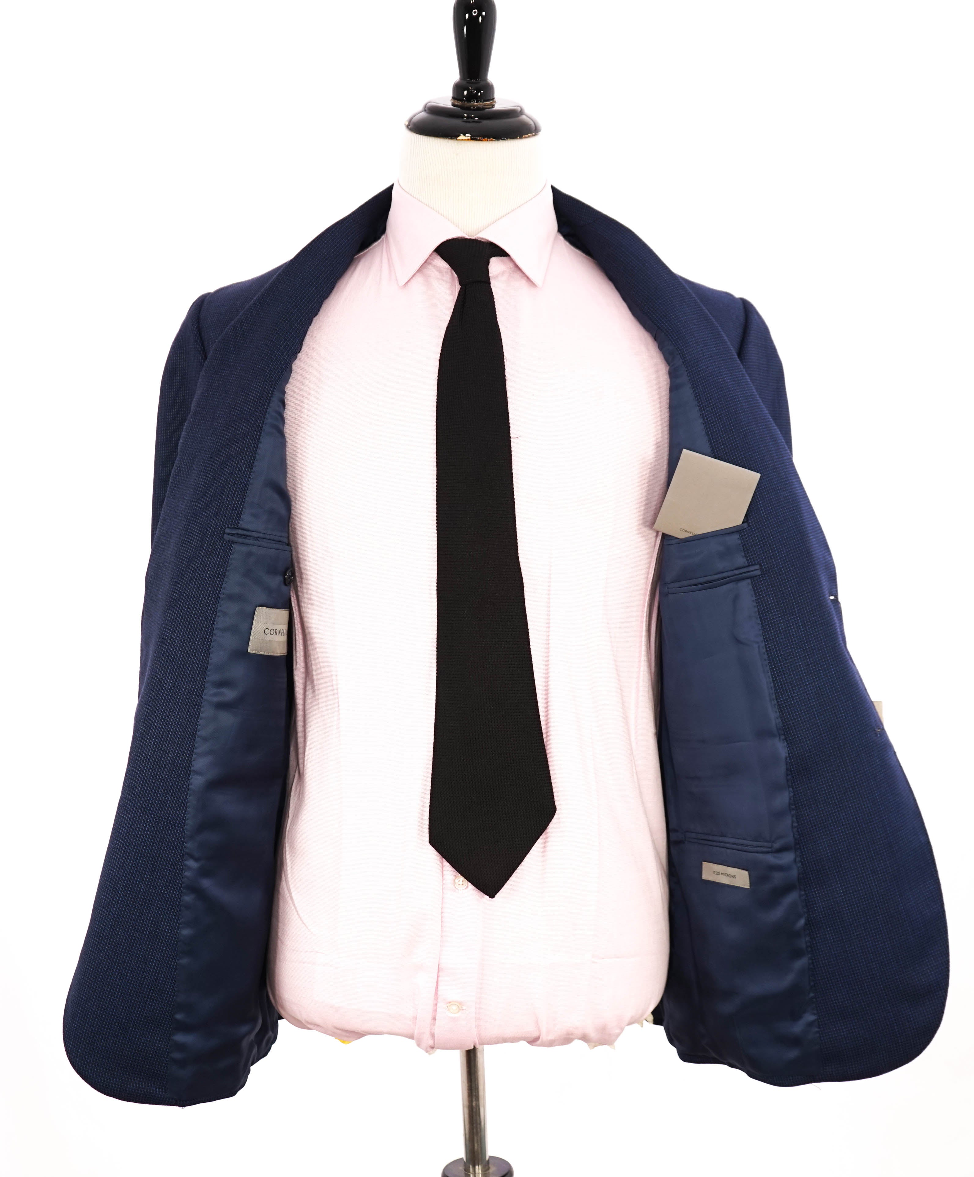 $1,595 CORNELIANI - *17,25 MICRONS* Blue Pindot Blazer - 46R