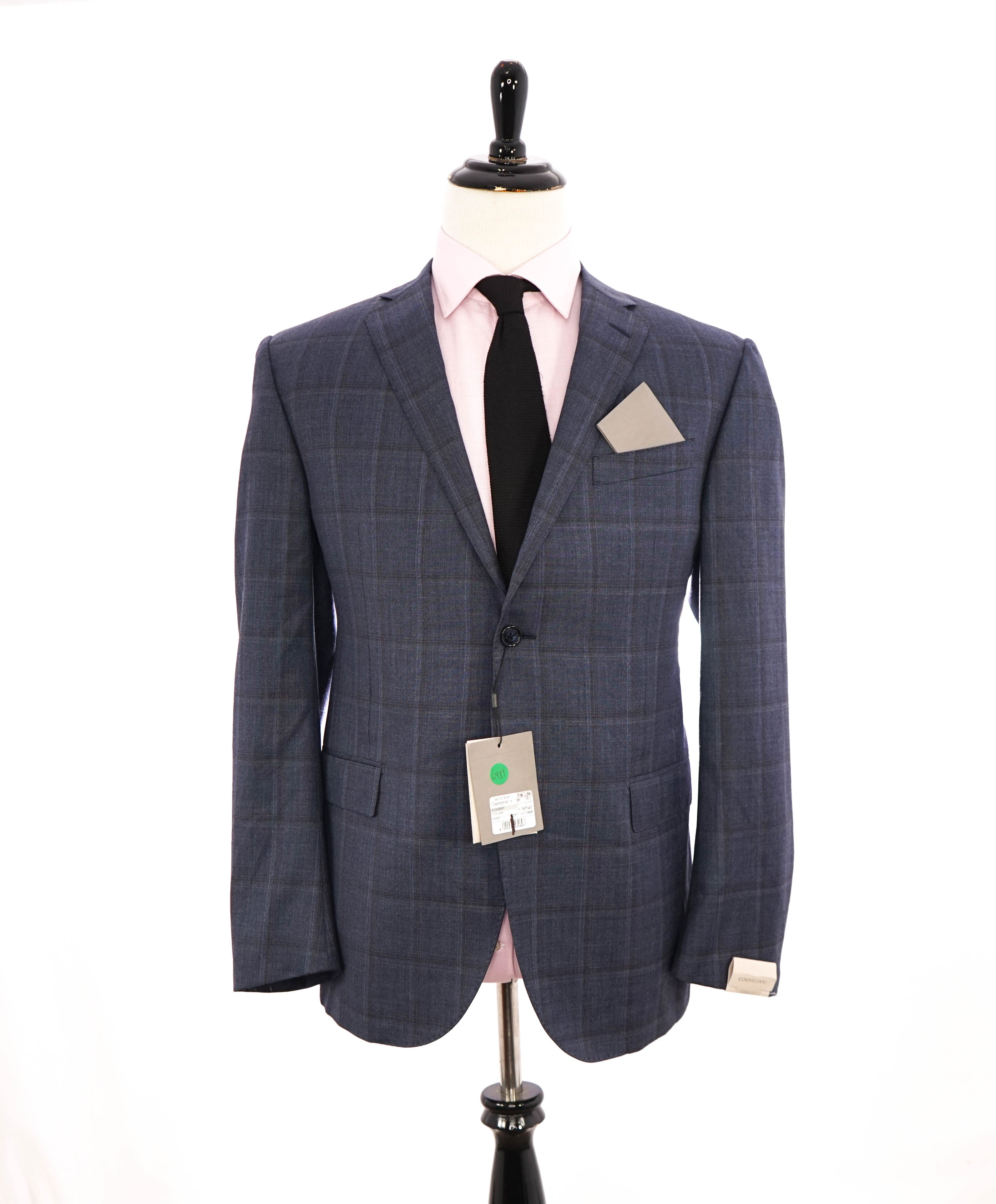 $1,595 CORNELIANI - *18,25 MICRONS* Pastel Blue Check Blazer - 44R