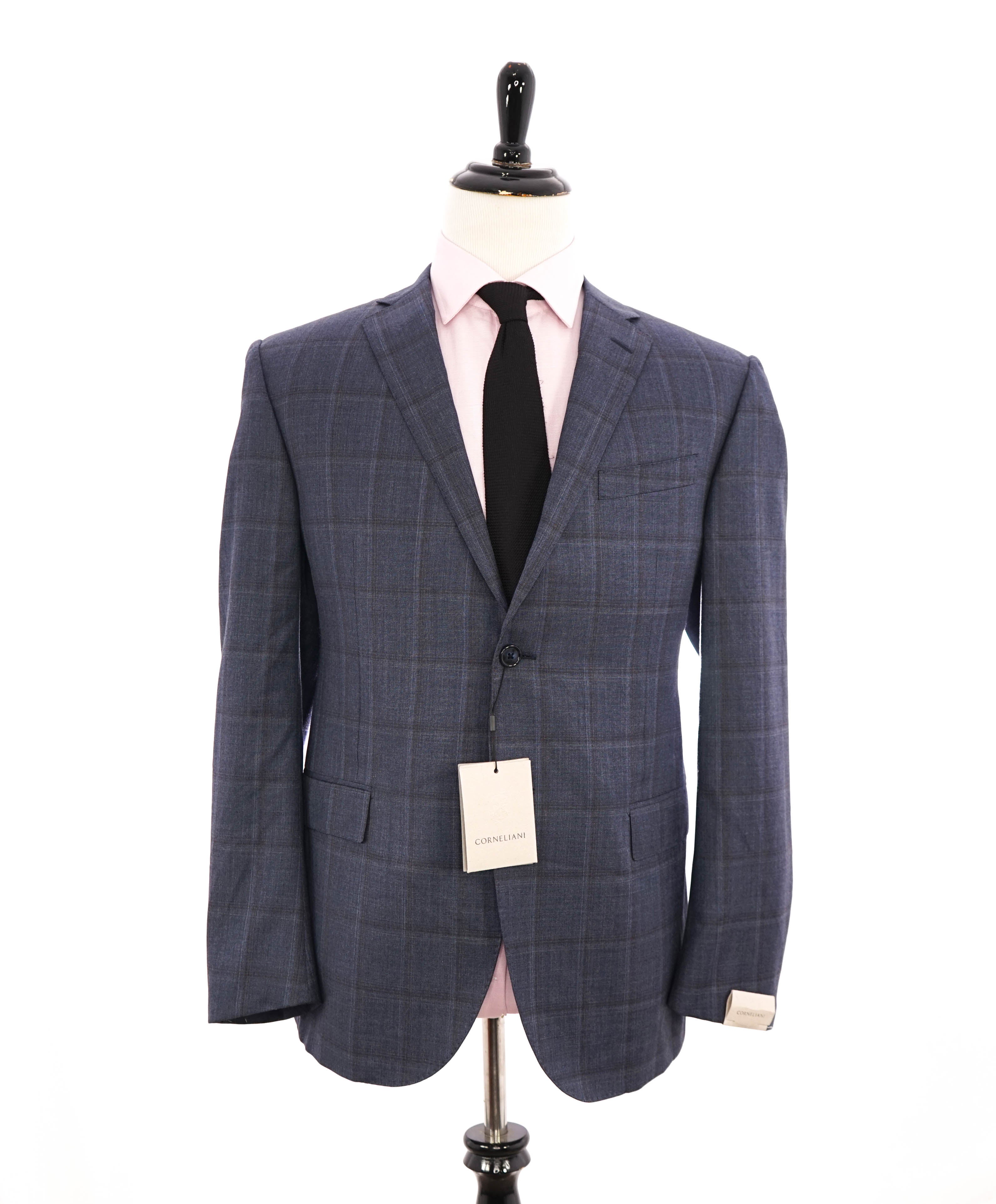 $1,595 CORNELIANI - *18,25 MICRONS* Pastel Blue Check Blazer - 44R