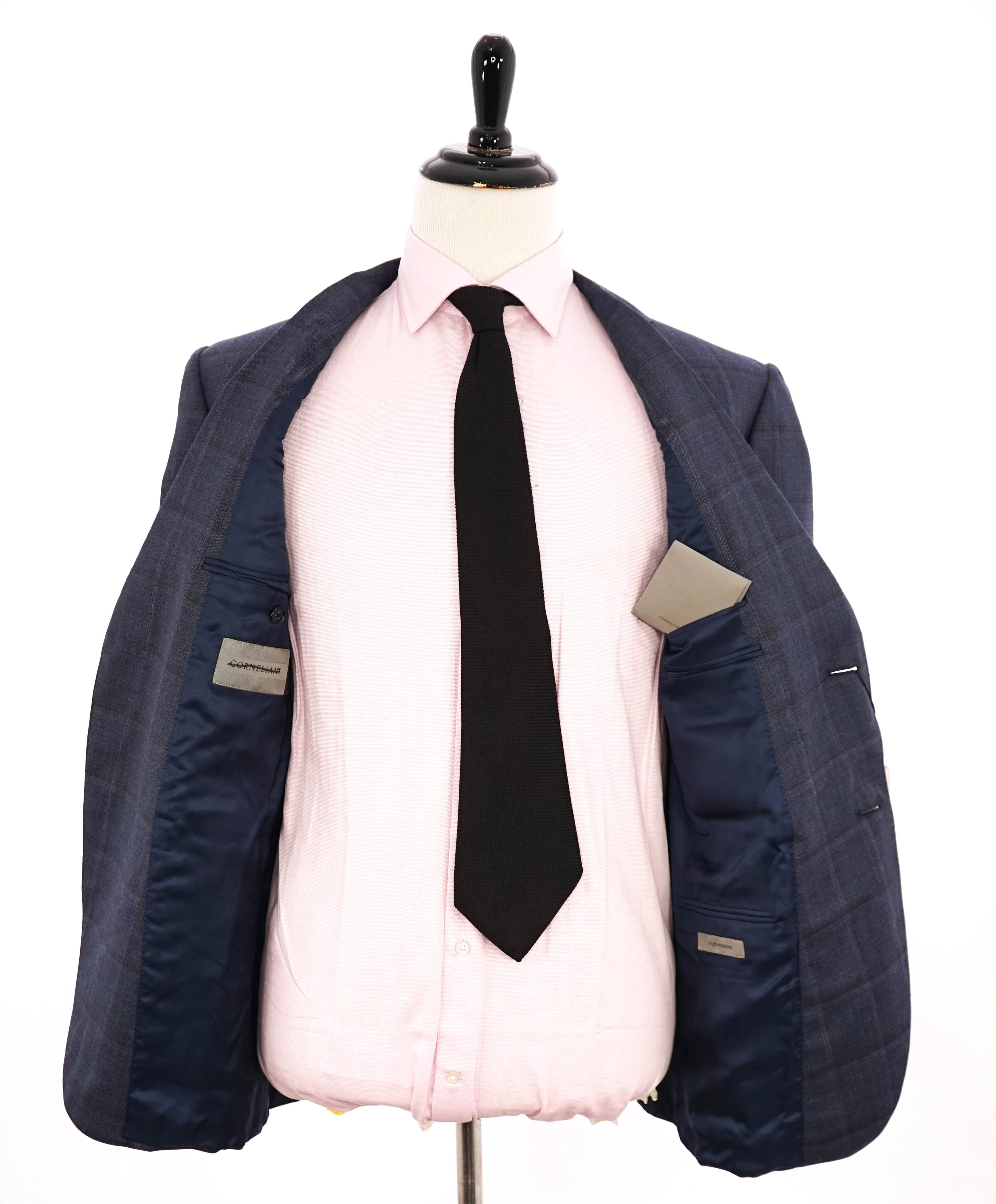 $1,595 CORNELIANI - *18,25 MICRONS* Pastel Blue Check Blazer - 44R