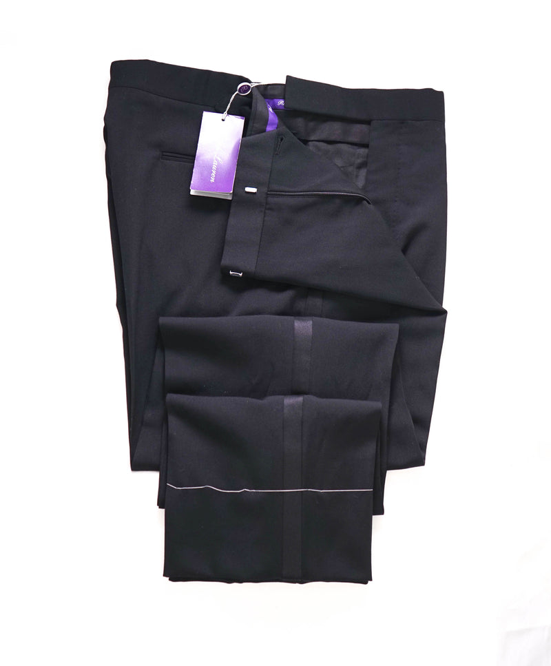 RALPH LAUREN PURPLE LABEL - *SIDE TABS* Flat Front TUXEDO Dress Pants - 36W