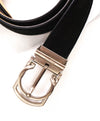 $535 SALVATORE FERRAGAMO - Black Single Gancini Buckle SUEDE Leather Belt - 34W