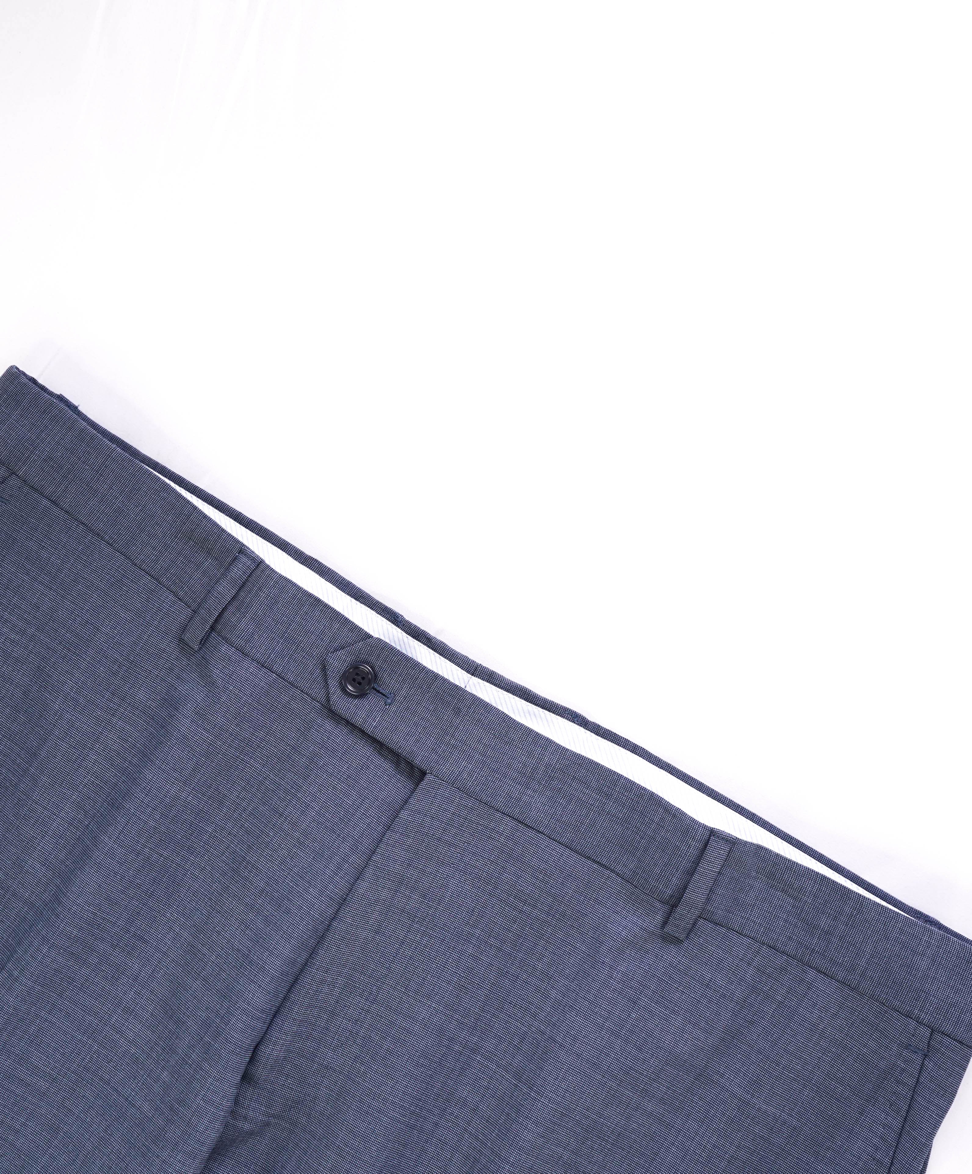 SAKS FIFTH AVE -Blue Birdseye "MODERN" Wool MADE IN ITALY Flat Front Pants- 42W