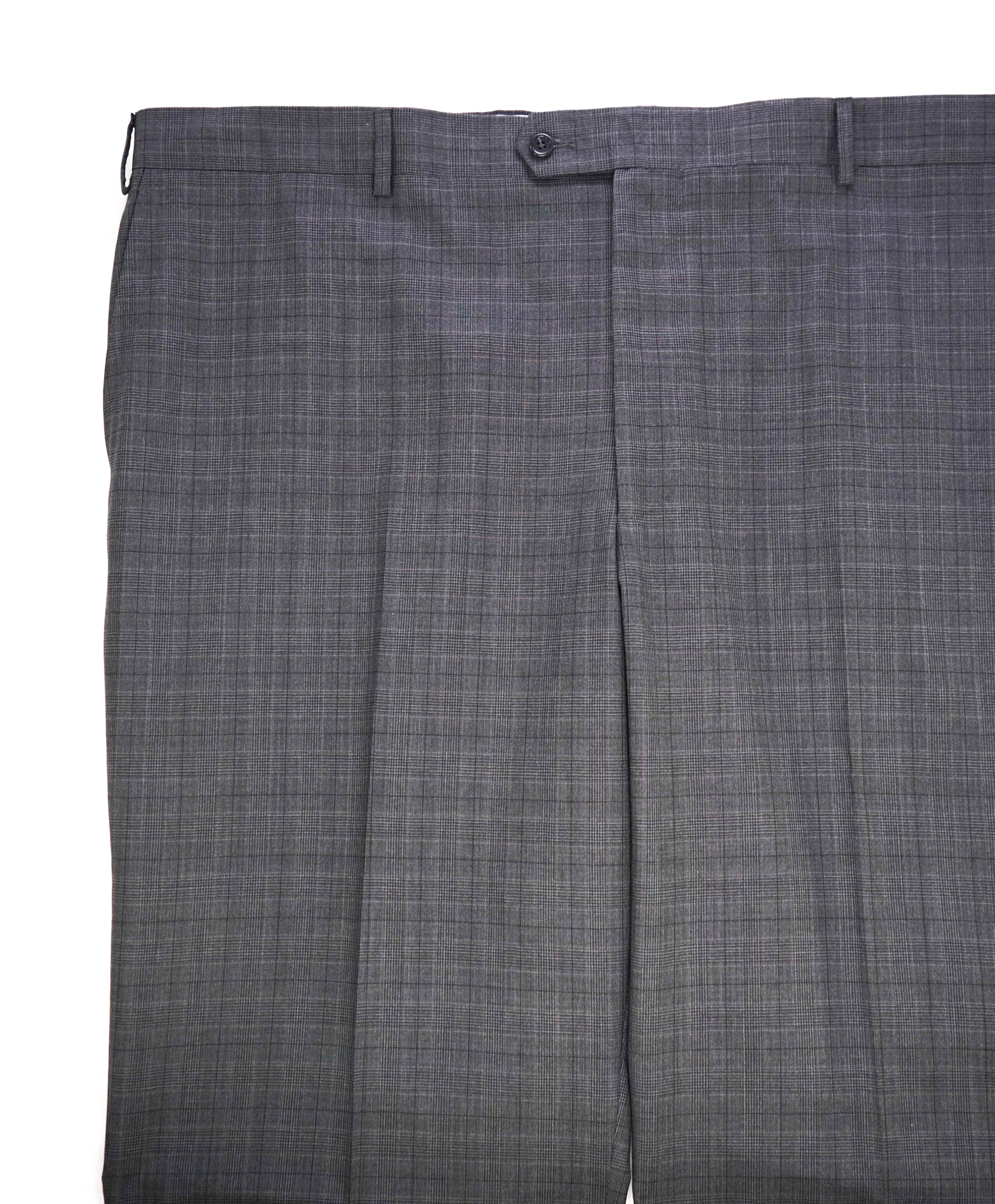 SAKS FIFTH AVE -Gray Check "Classic" Wool MADE IN ITALY Flat Front Pants- 46W