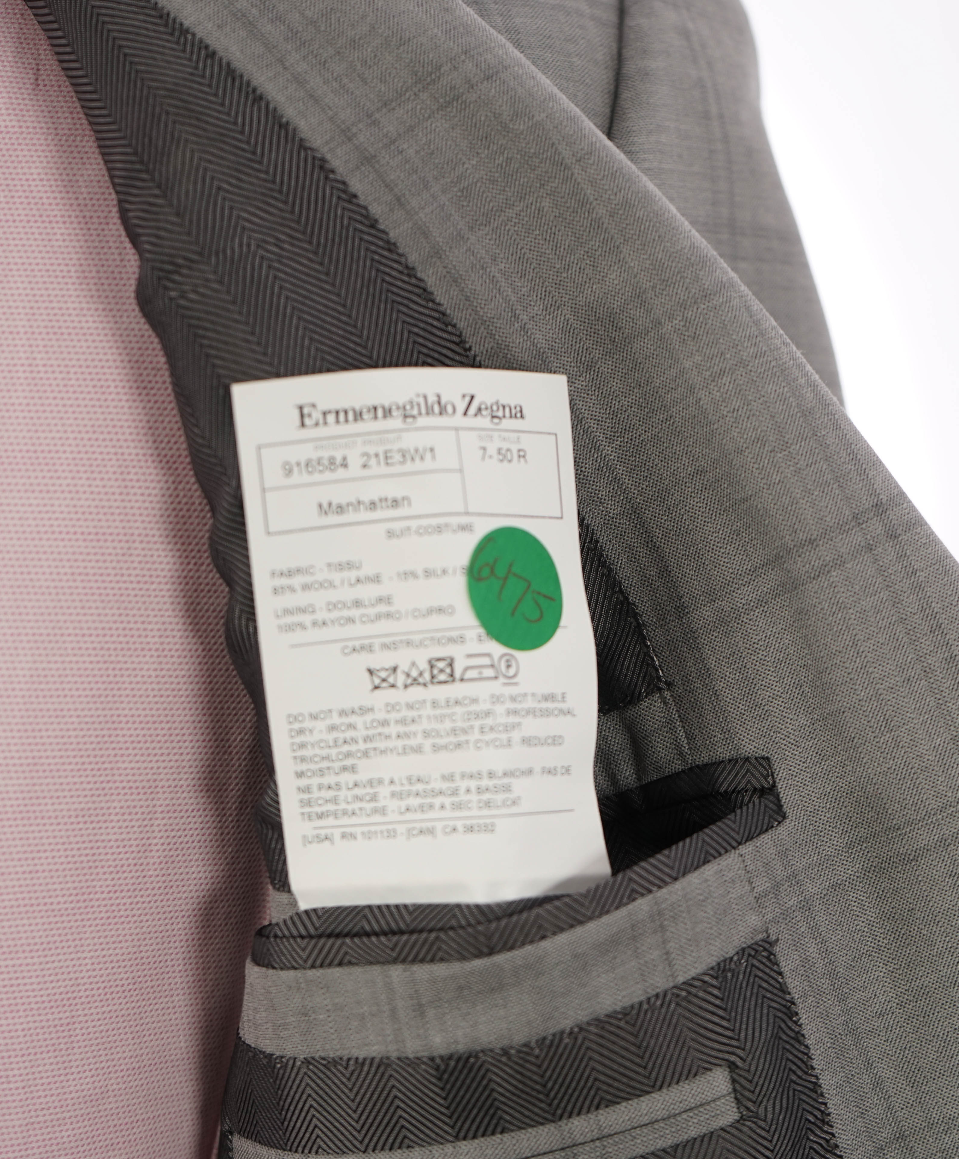 $3,290 ERMENEGILDO ZEGNA- “TORFEO 600 MANHATTAN” Gray Silk Blazer- 40R