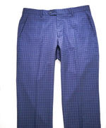 SAKS FIFTH AVE - Blue "SLIM" Check WOOL MADE IN ITALY Flat Front Dress Pants - 38W