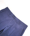 SAKS FIFTH AVE - Blue "SLIM" Check WOOL MADE IN ITALY Flat Front Dress Pants - 38W