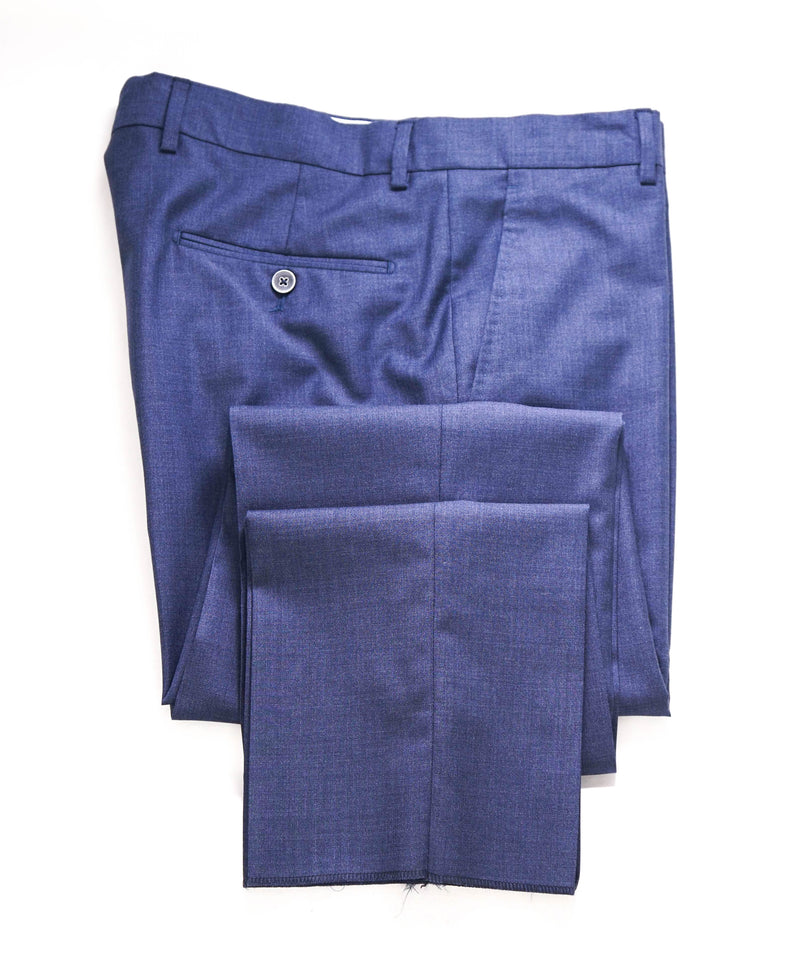 SAKS FIFTH AVE - Medium Blue "MODERN" MADE IN ITALY Flat Front Dress Pants - 34W