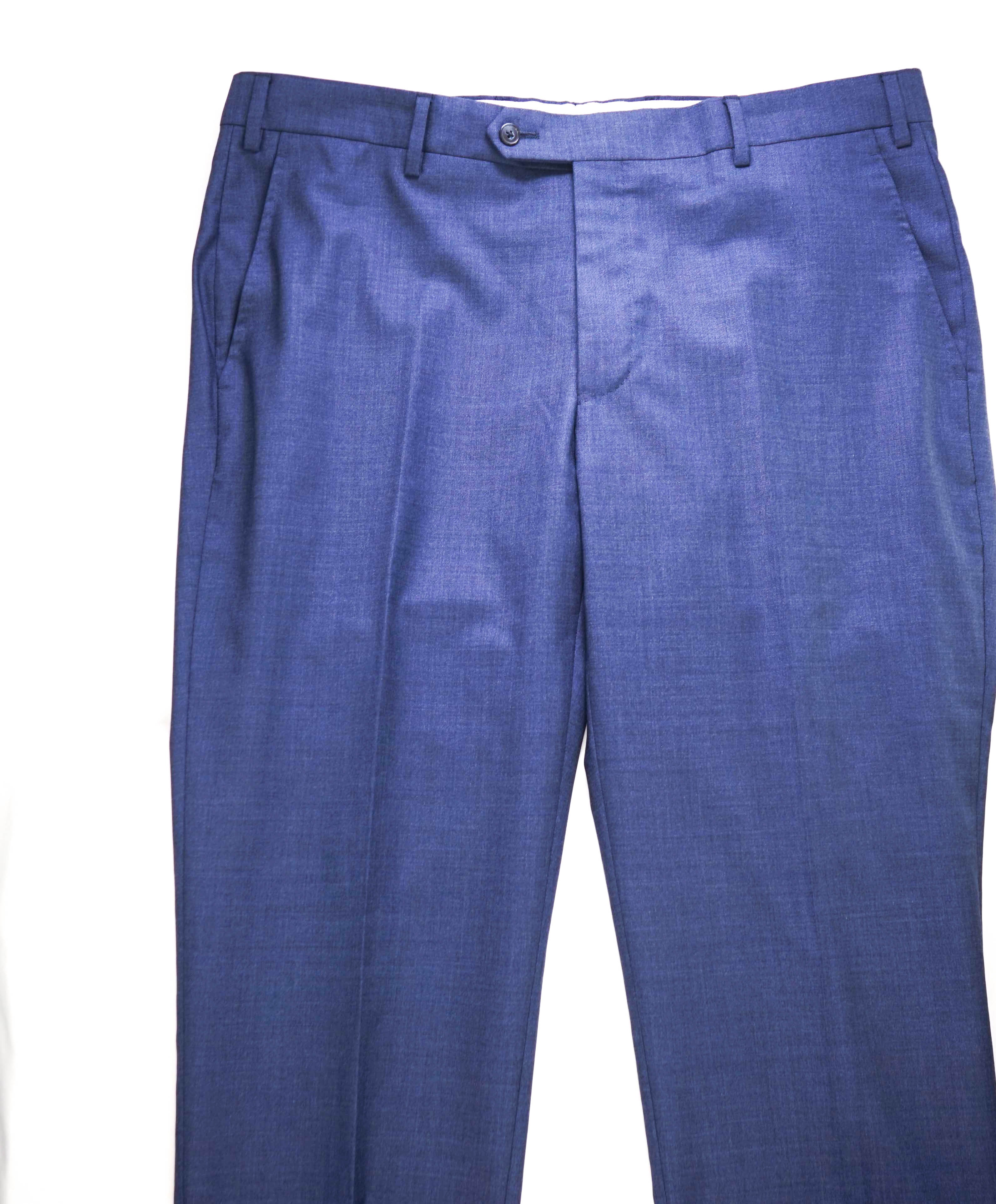 SAKS FIFTH AVE - Medium Blue "MODERN" MADE IN ITALY Flat Front Dress Pants - 38W