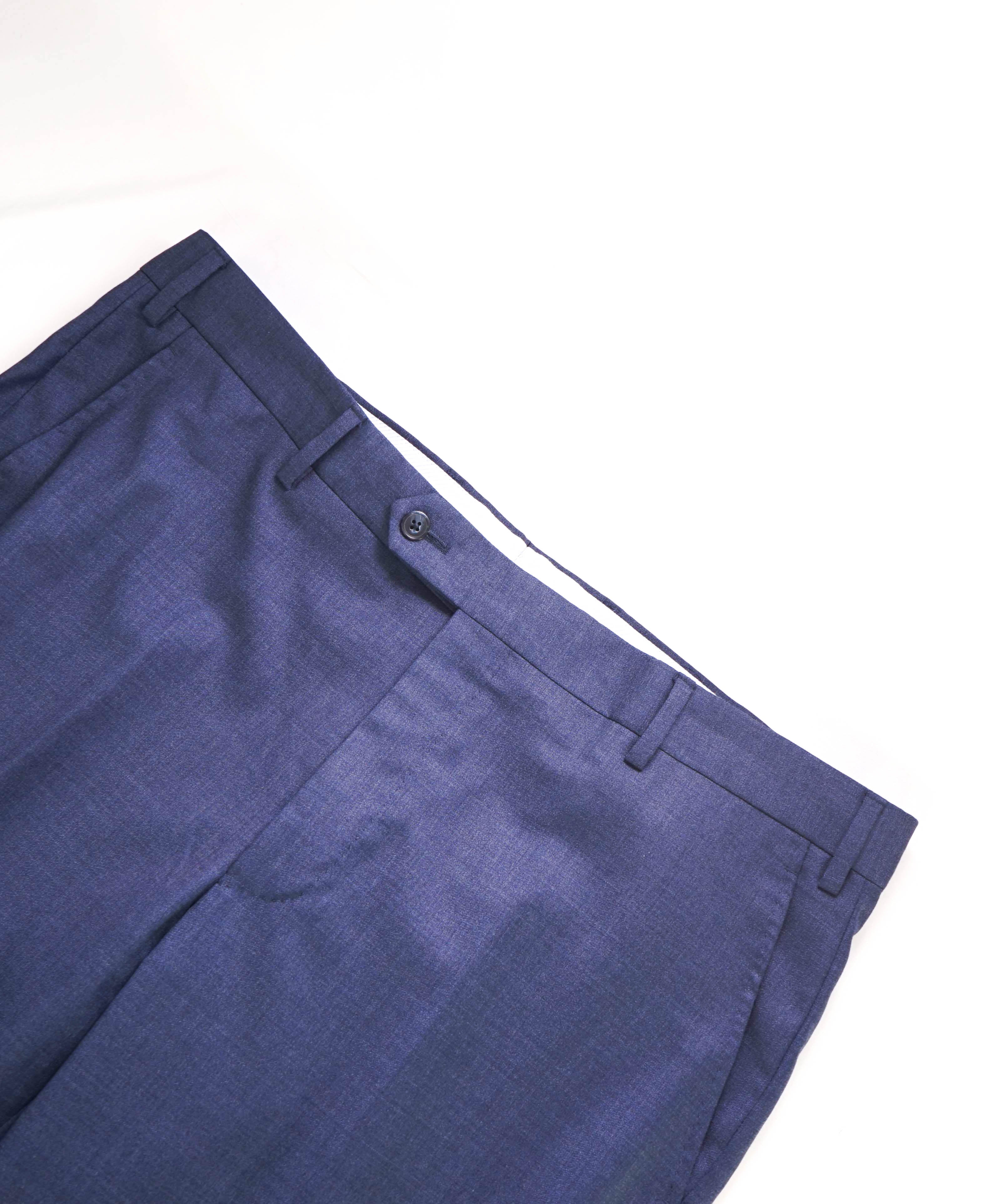 SAKS FIFTH AVE - Medium Blue "MODERN" MADE IN ITALY Flat Front Dress Pants - 38W