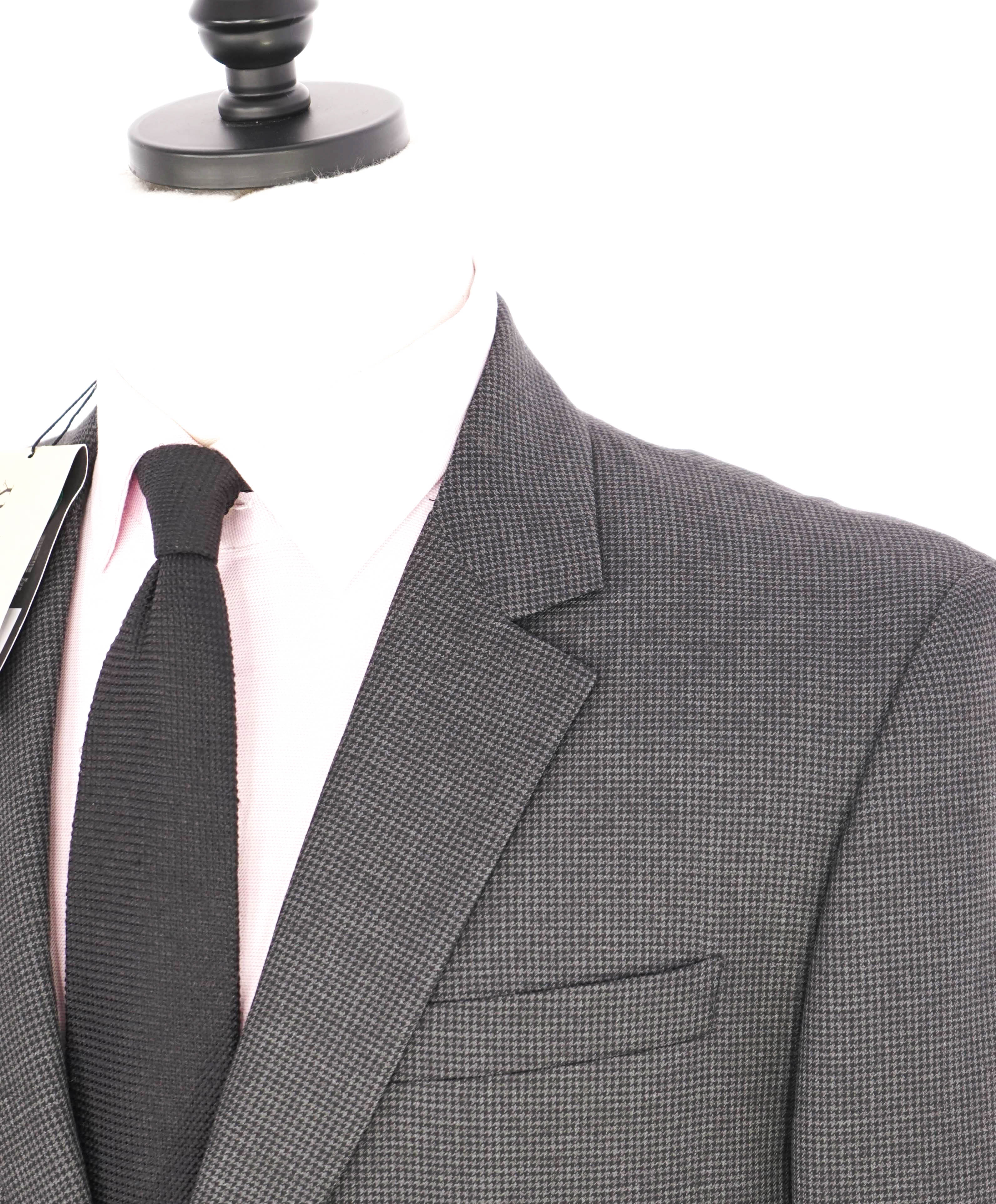 $2,395 BURBERRY LONDON - Made In Italy Wool Charcoal Houndstooth "MILBURY" Suit - 44R