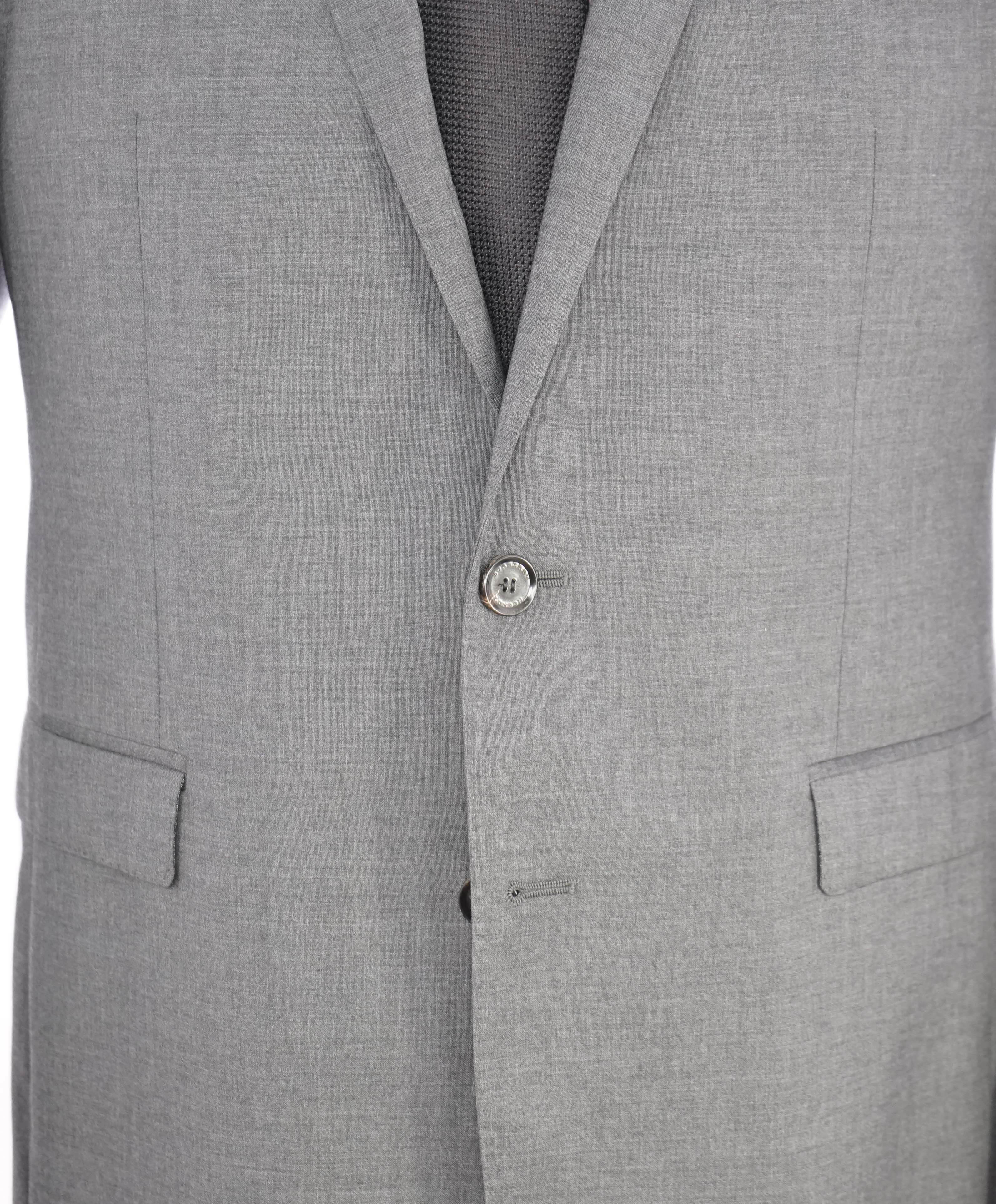 $2,395 BURBERRY LONDON - Made In Italy Wool Textured Gray "MILBURY" LOGO Suit - 44R