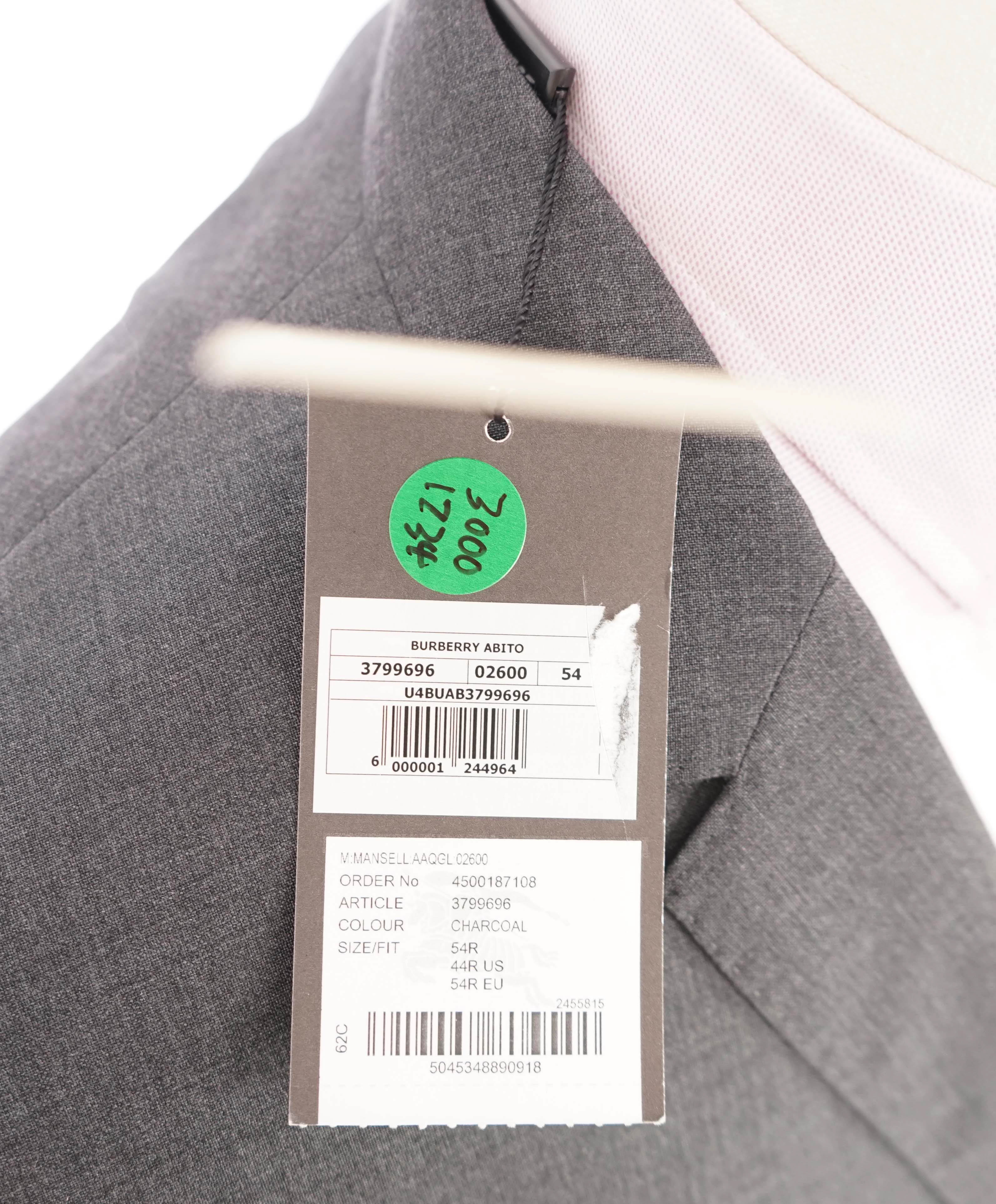 $2,395 BURBERRY LONDON - Made In Italy Wool Textured Gray "MILBURY" LOGO Suit - 44R