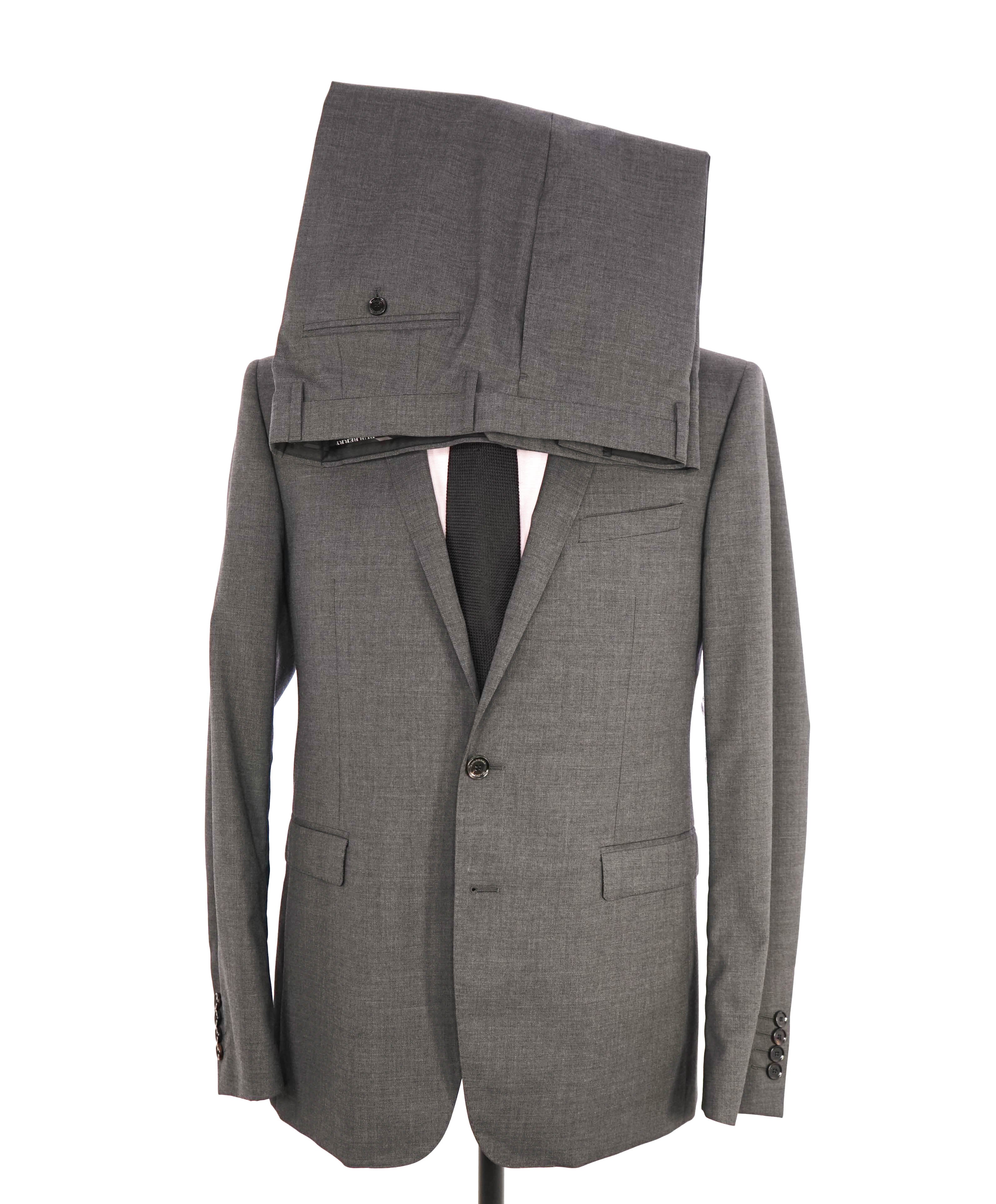 $2,395 BURBERRY LONDON - Made In Italy Wool Textured Gray "MILBURY" LOGO Suit - 44R