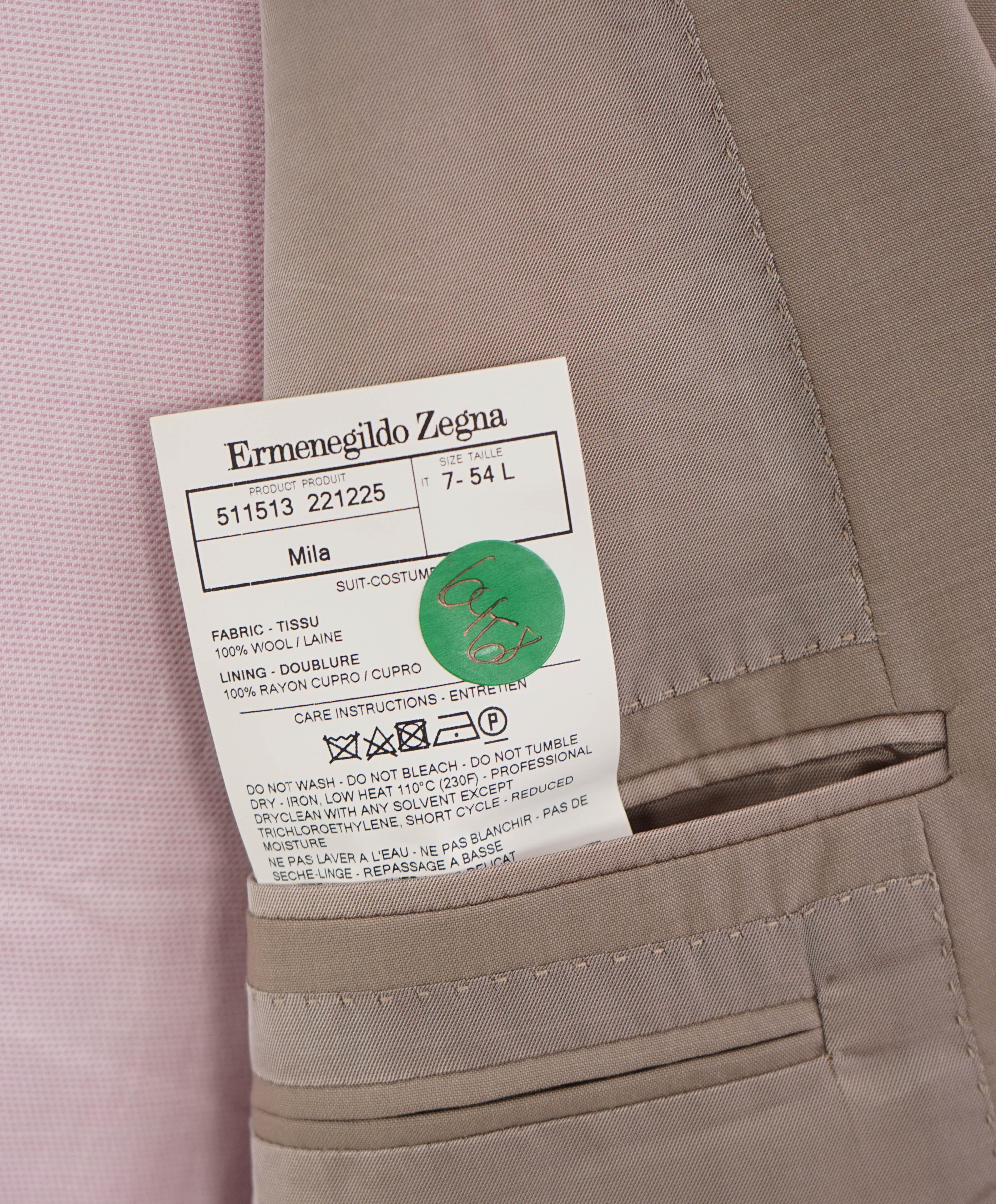 $3,290 ERMENEGILDO ZEGNA-“HIGH PERFORMANCE” Beige Blazer- 44L