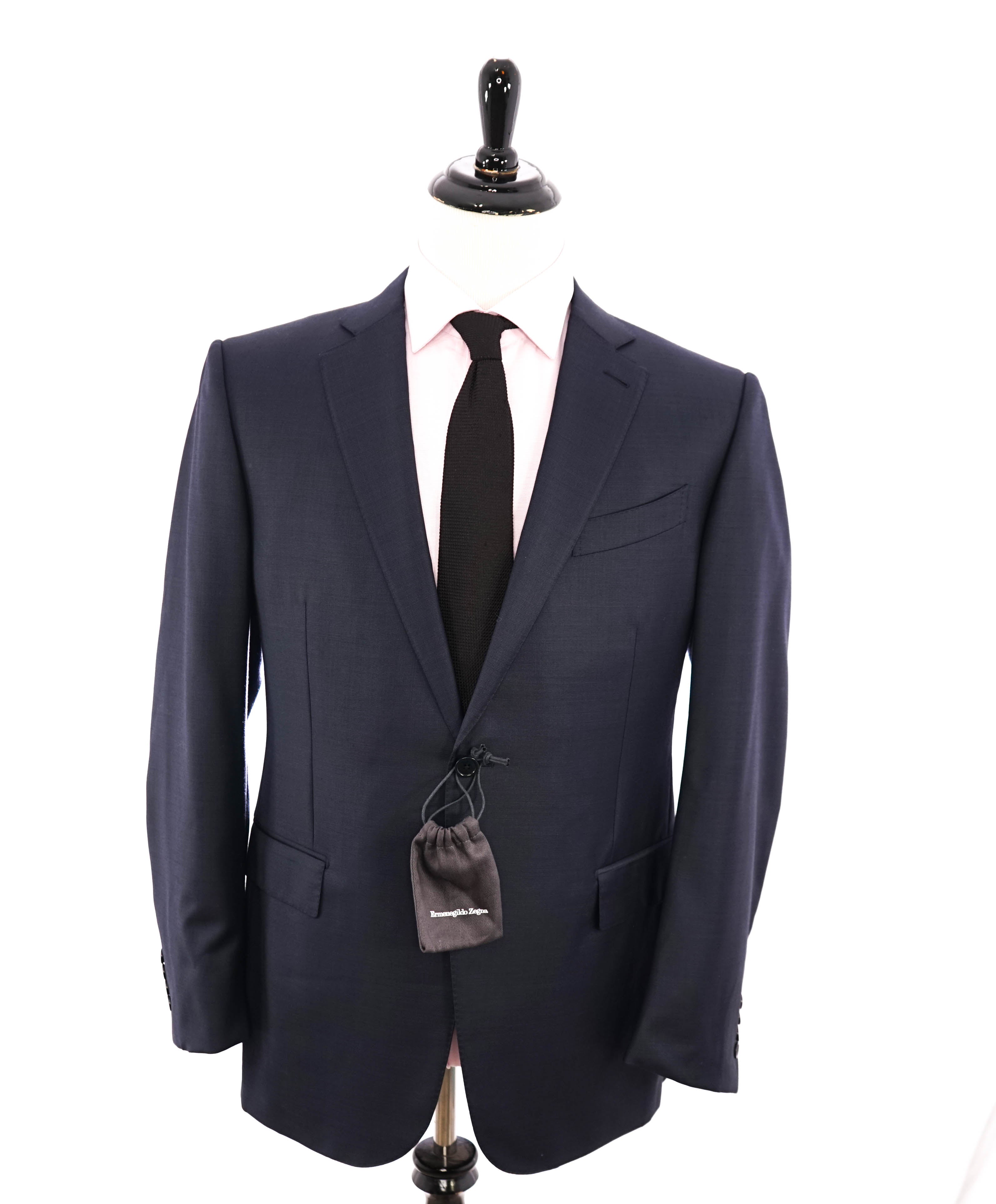 ERMENEGILDO ZEGNA -"TROFEO" Milano Blue Textured Birdseye Premium Suit - 44R