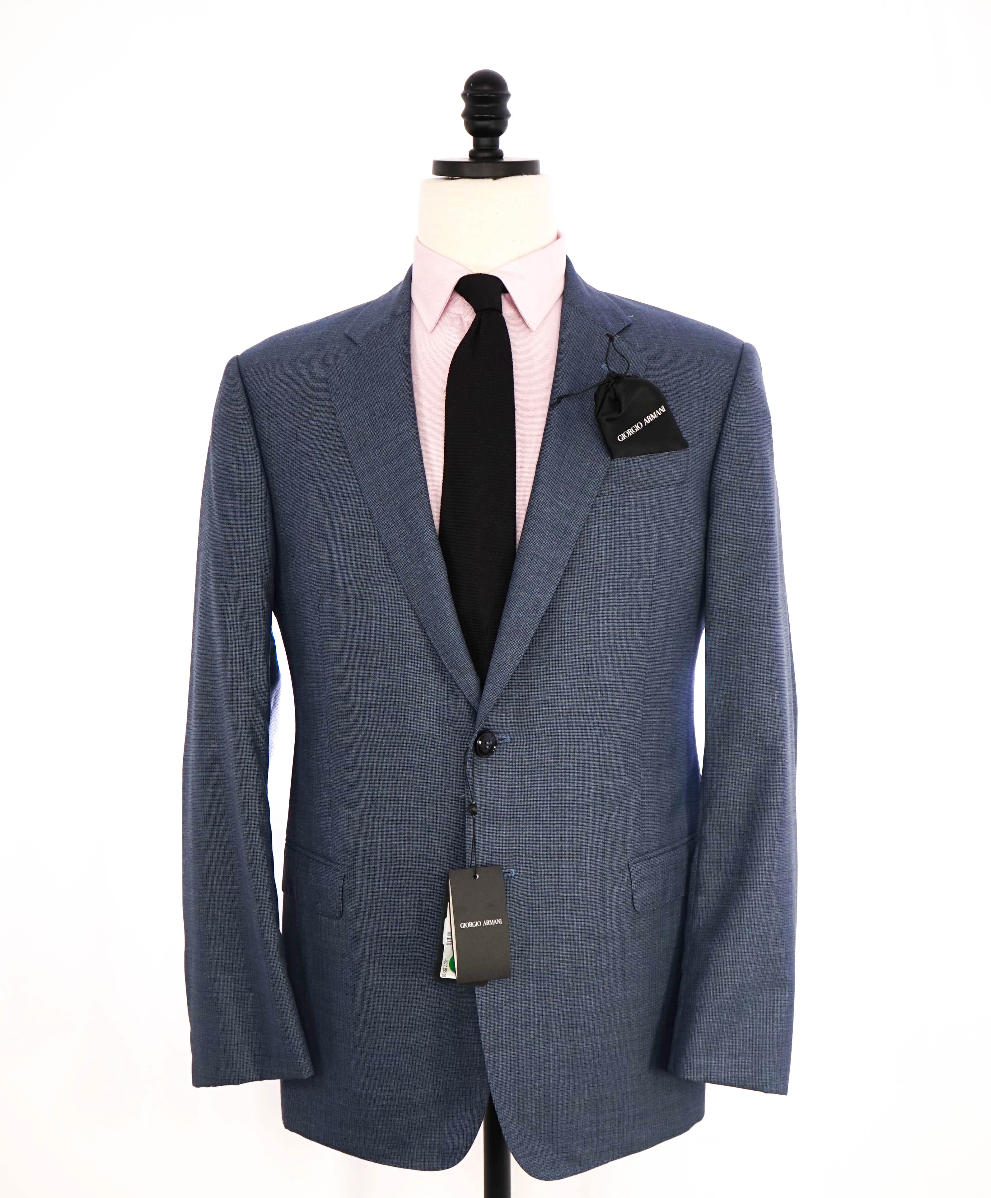 $2,295 GIORGIO ARMANI - “SOFT” Baby Blue Houndstooth WOOL/SILK Blazer - 42R