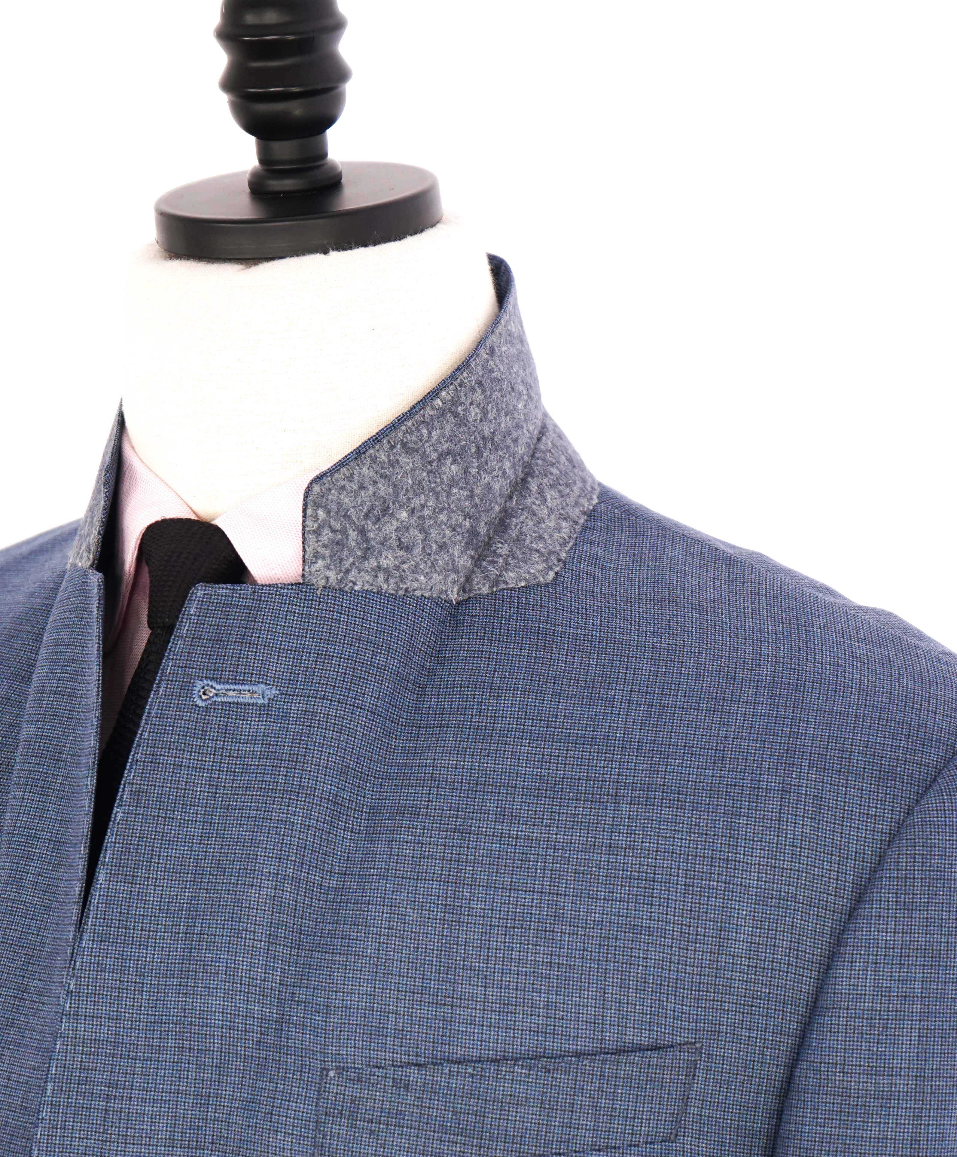 $2,295 GIORGIO ARMANI - “SOFT” Baby Blue Houndstooth WOOL/SILK Blazer - 42R