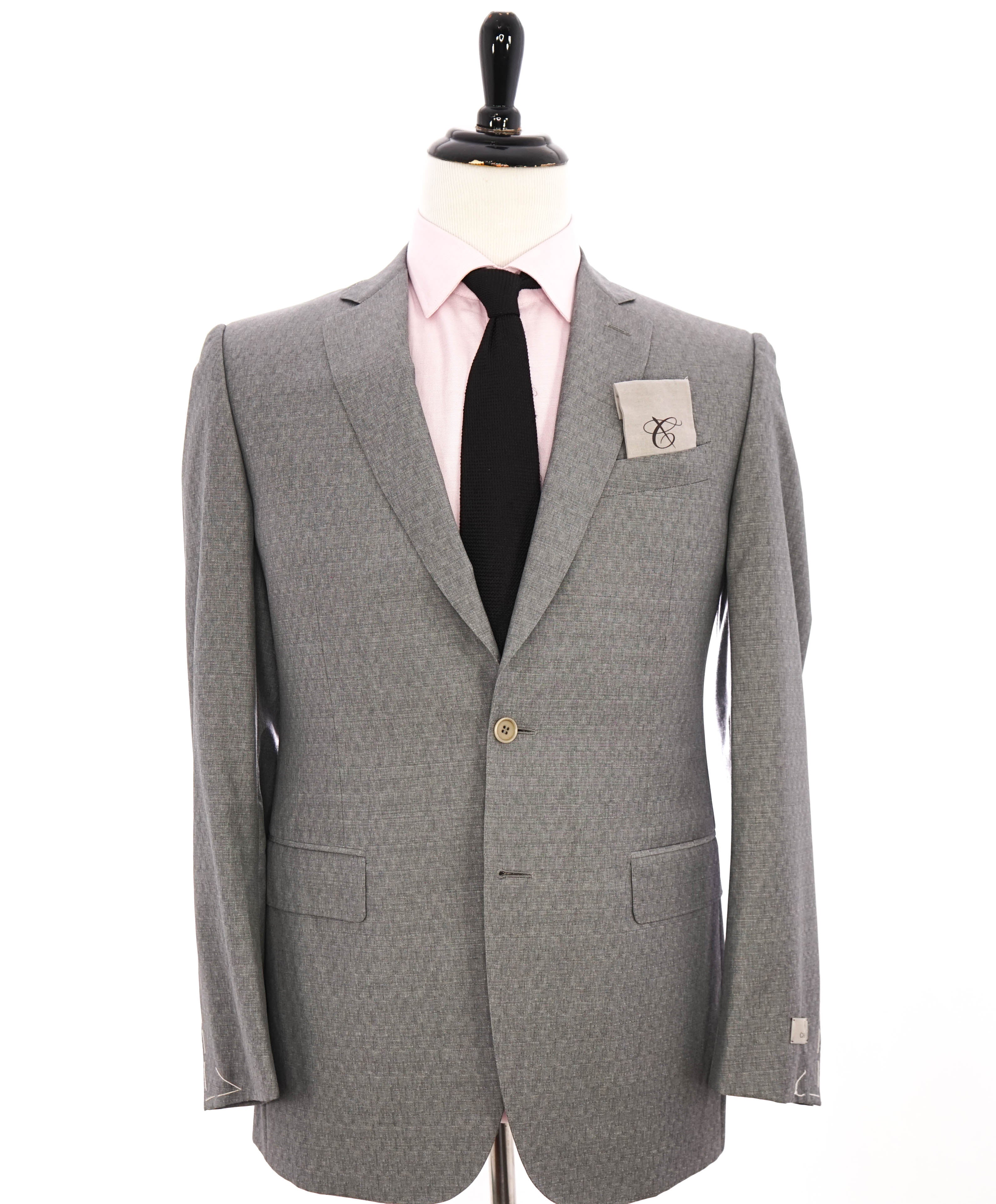 $1,895 CANALI - GEOMETRIC Check Mid Gray Blazer - 42R