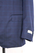 $1,895 CANALI - Navy Blue Windowpane Check Wool 2-Btn Blazer - 46R US